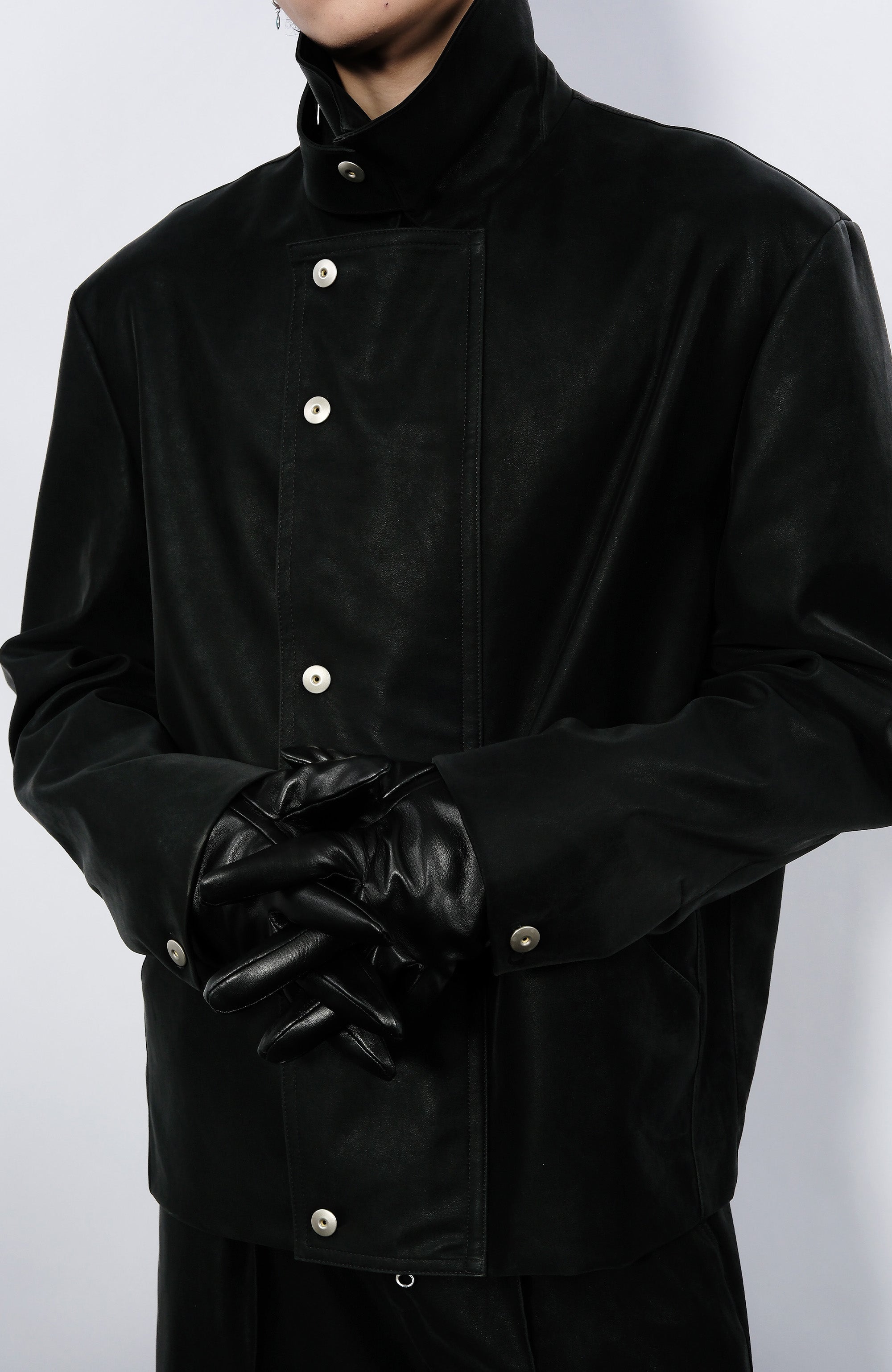 7440 37 1 Essential Cropped PU Biker Jacket, premium urban and streetwear designers apparel on PROJECTISR.com, 7440 37 1