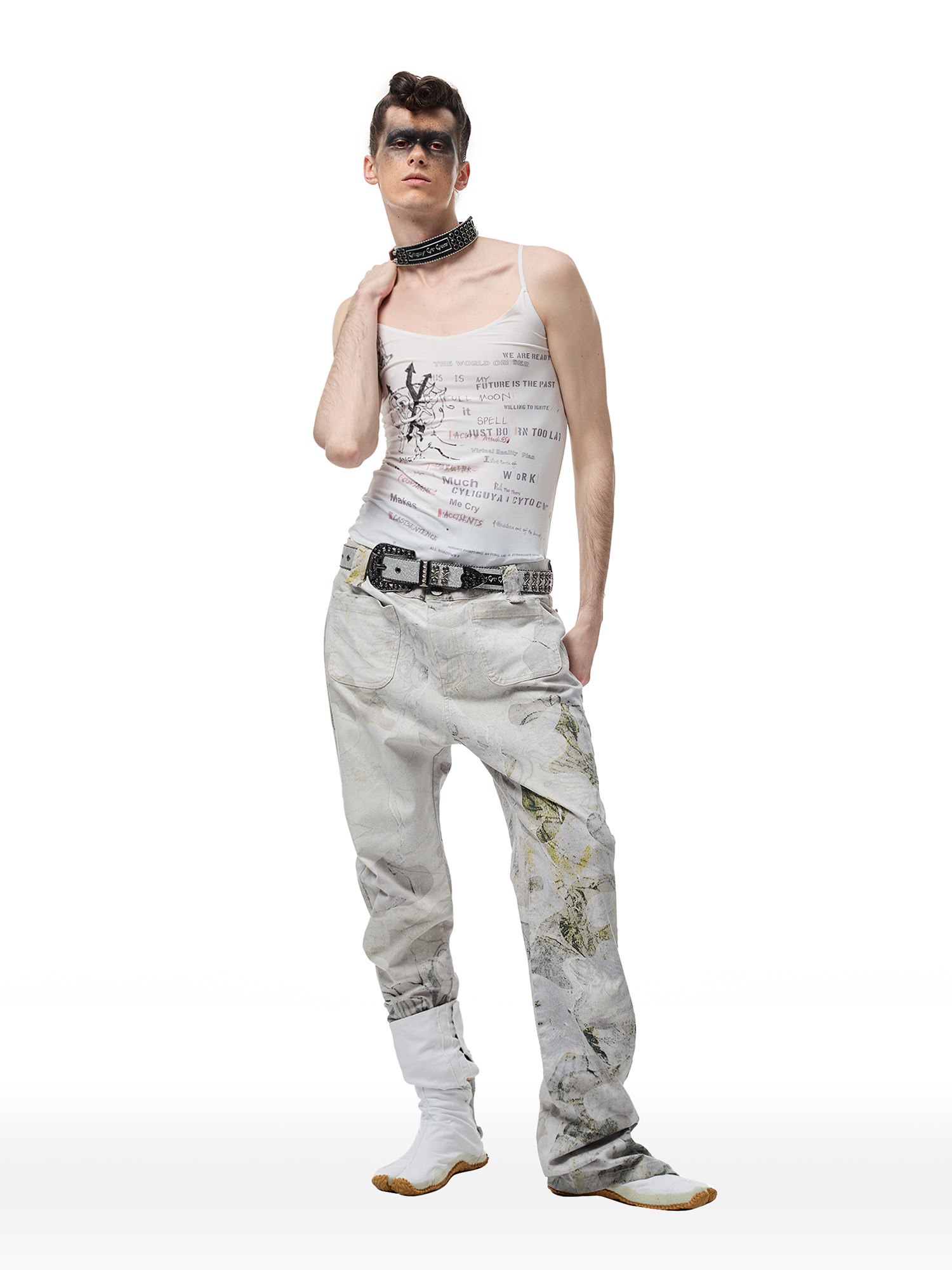CYCYCY Floral Lace Full-Print Flared Jeans