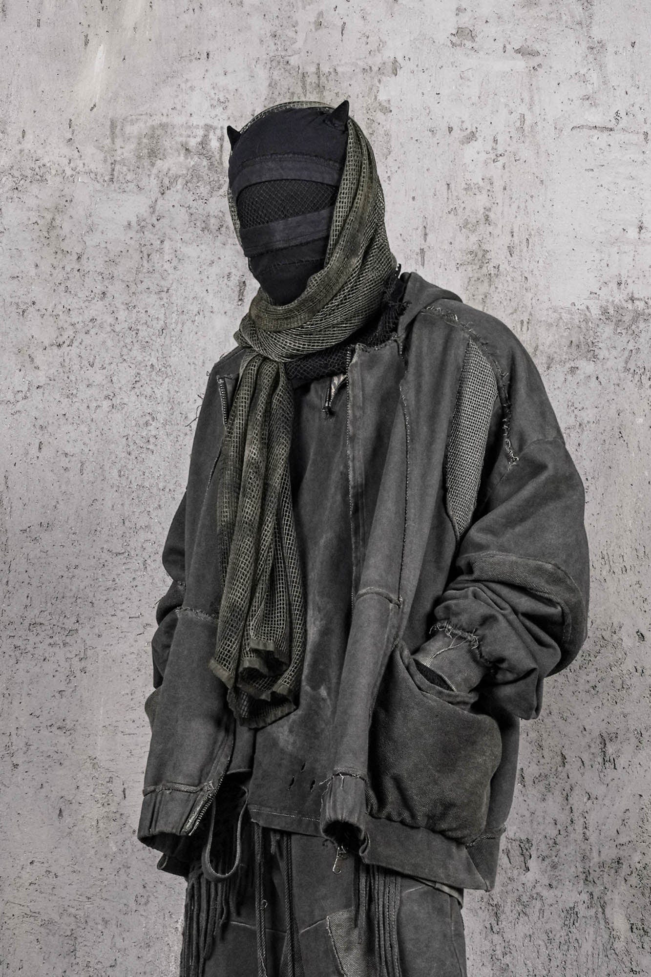 UNDERWATER Distressed Demon Clad Deconstructed Hooded Jacket