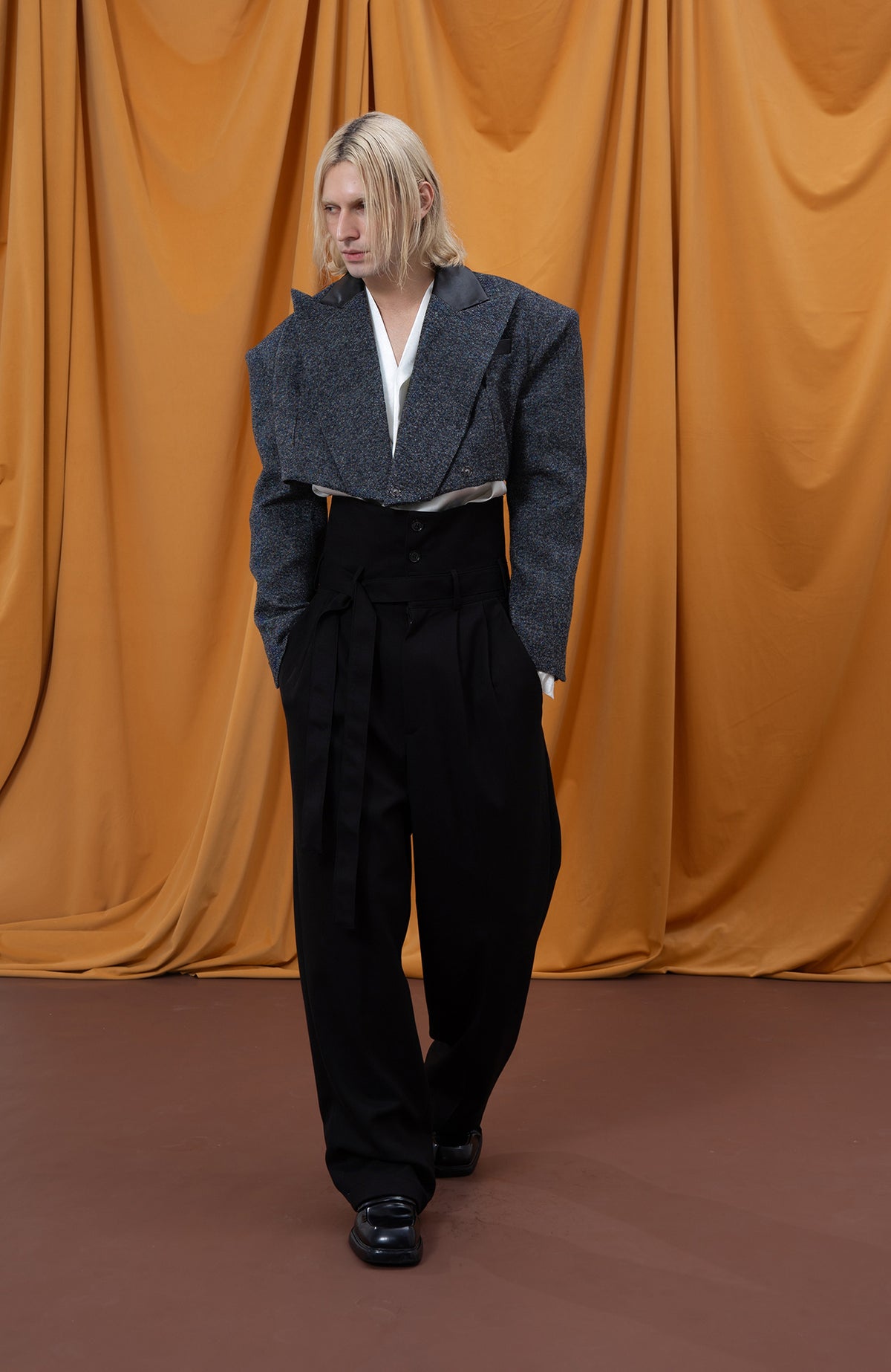CLP Retro Wool-Blend Spliced Oversized Blazer