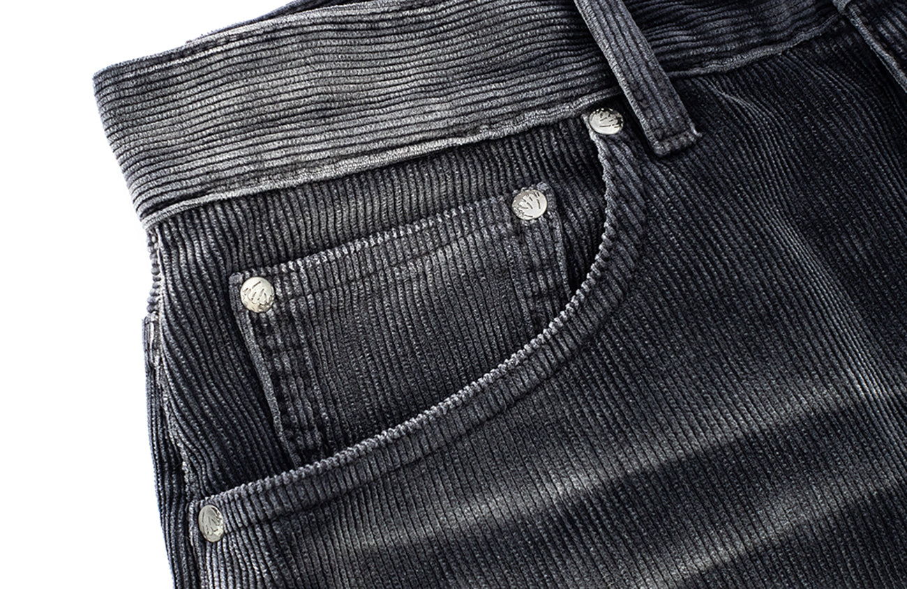 IN EXISTENCE Star Embroidered Corduroy Flare Jeans, premium urban and streetwear designers apparel on PROJECTISR.com, IN EXISTENCE