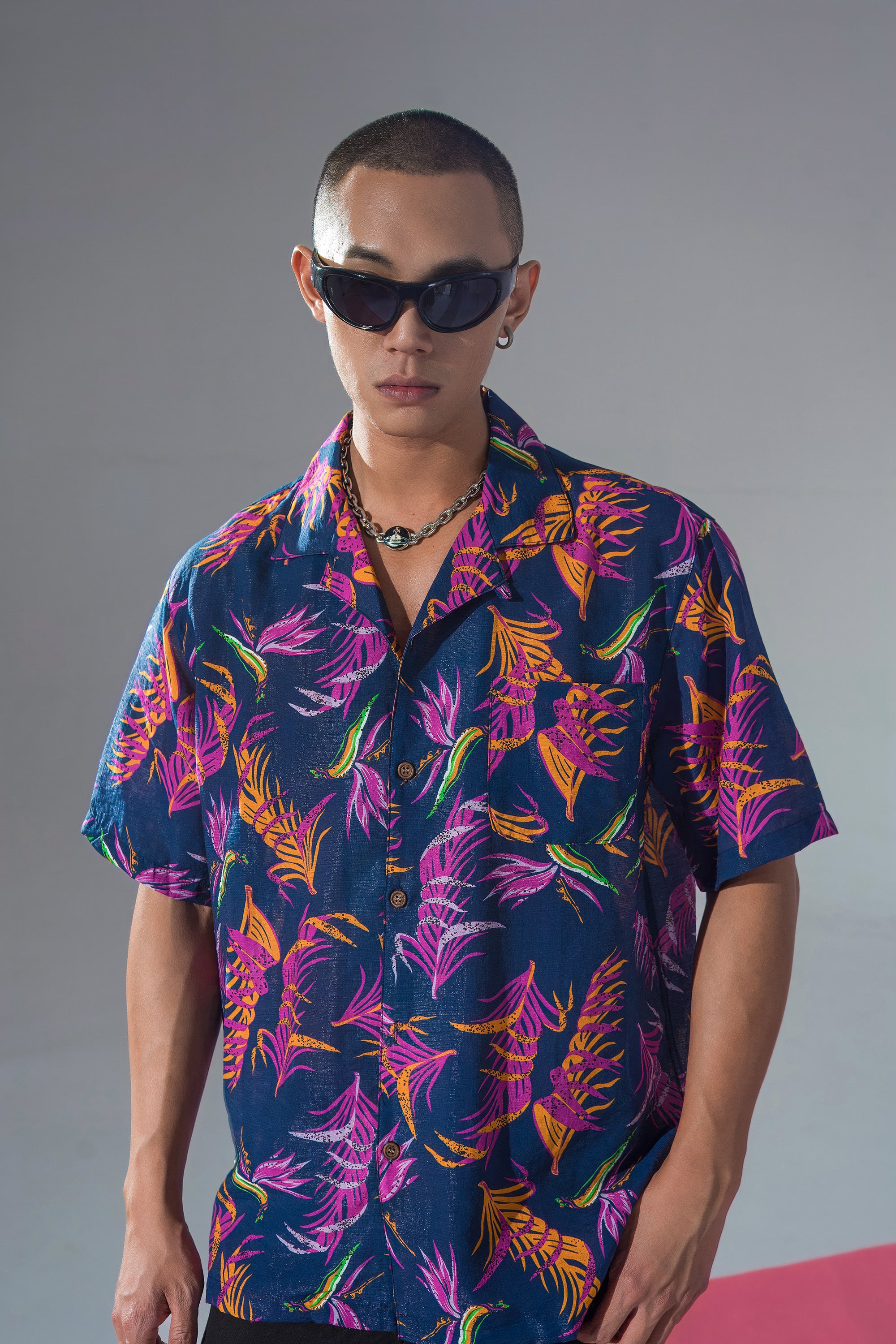 CLP Retro Feather Full-Print Half-Sleeve Shirt