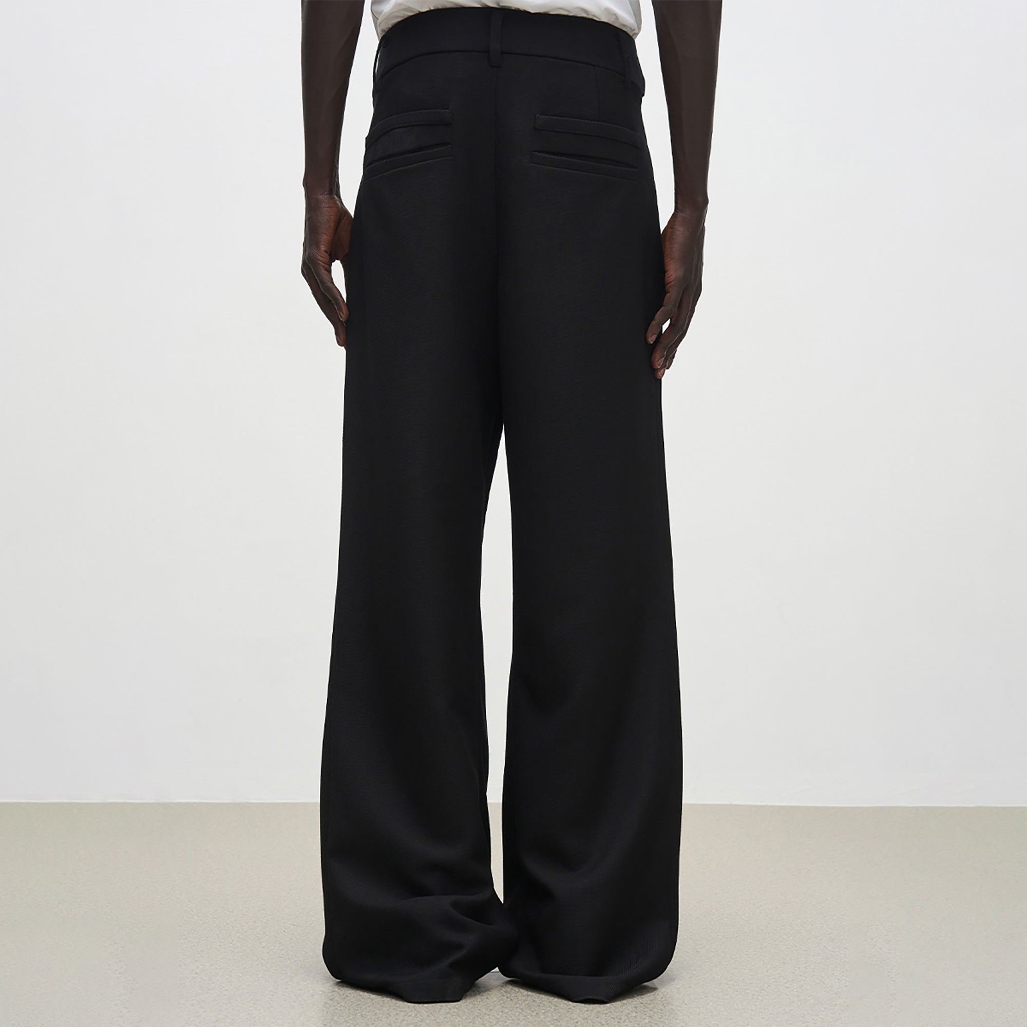 7440 37 1 High-Rise Sash Wide-Leg Pleated Trousers