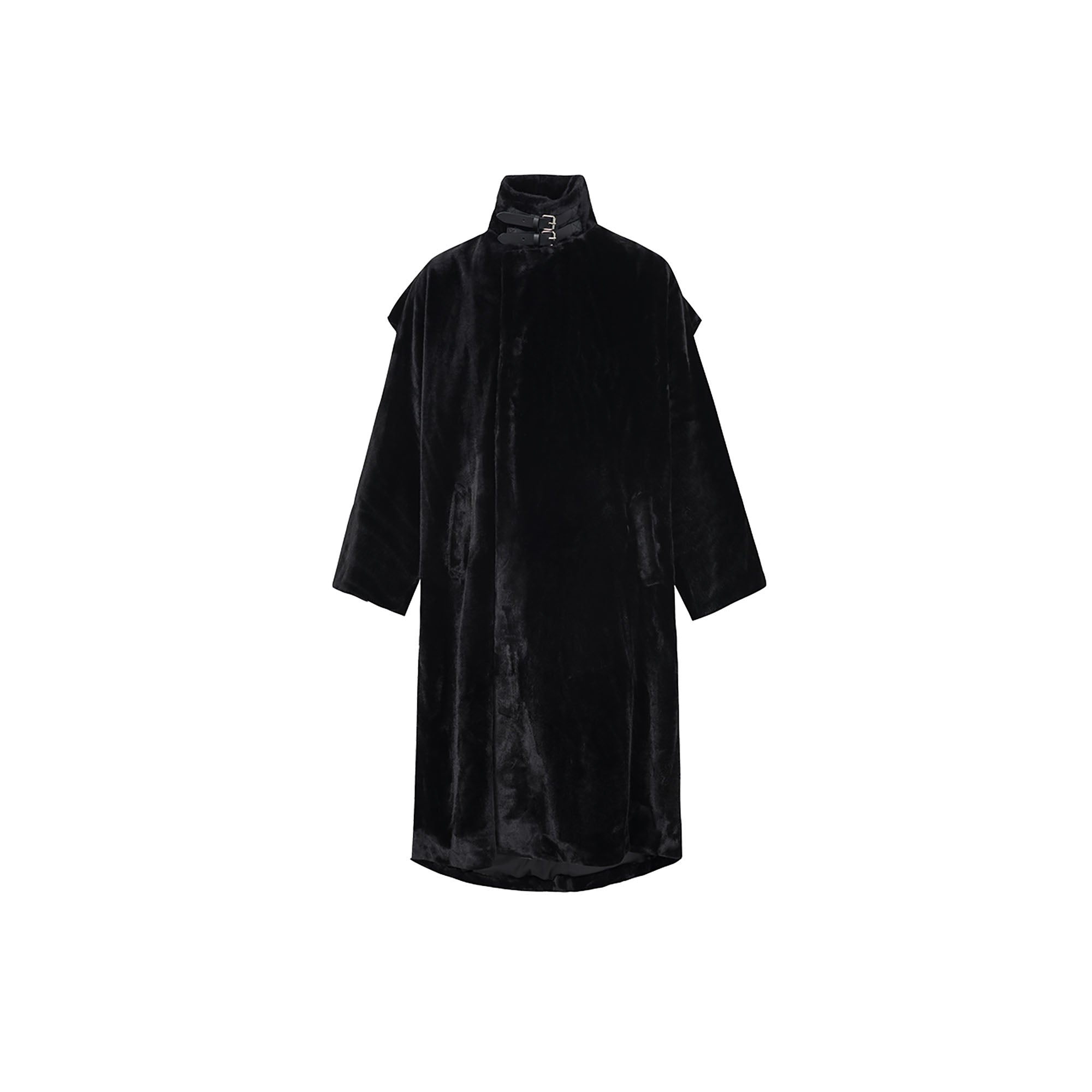 TUIMU Belted High Collar Faux Mink Overcoat, premium urban and streetwear designers apparel on PROJECTISR.com, TUIMU