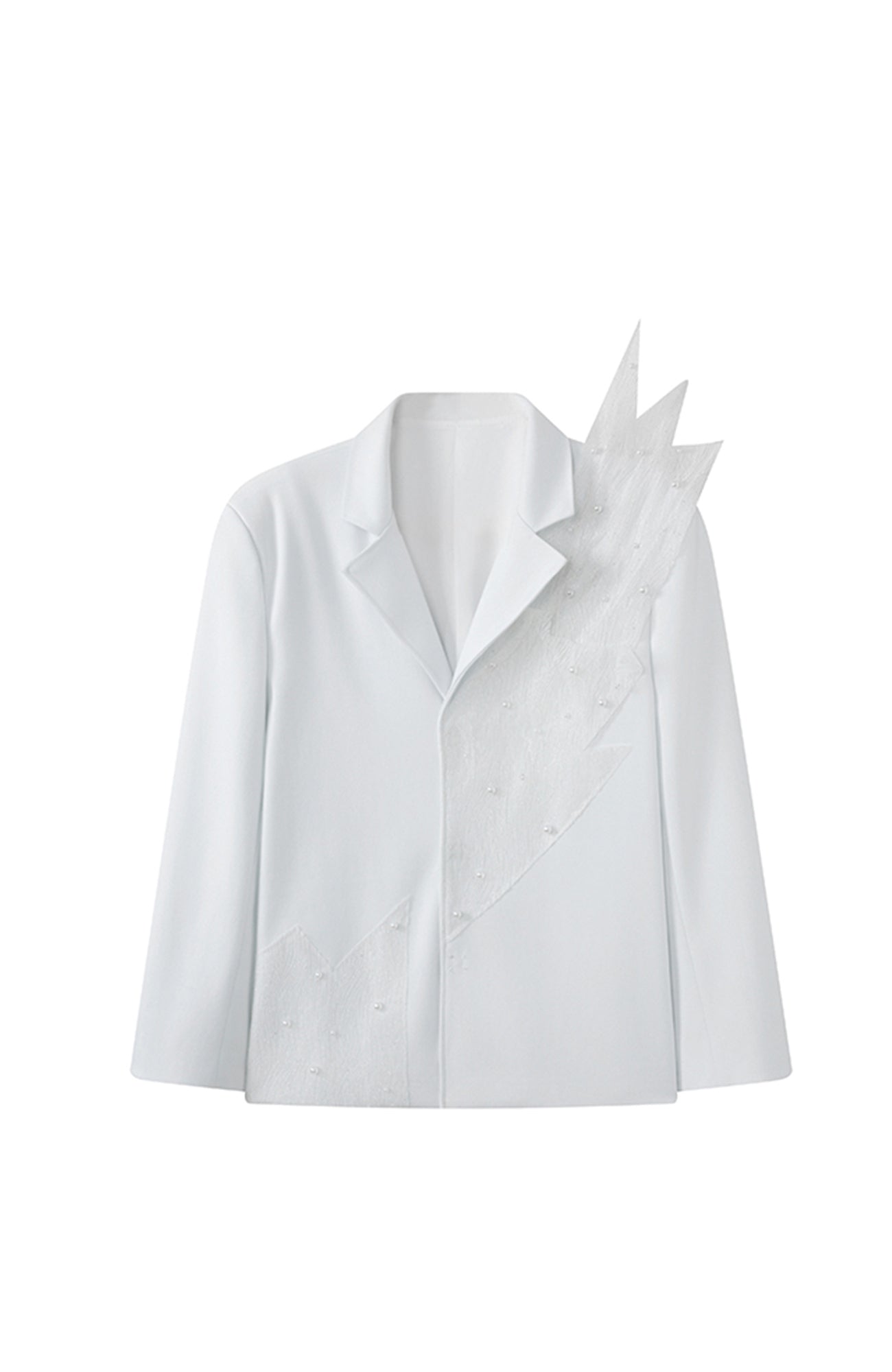 JIECHI Pearl-Embellished Sheer Feather Blazer