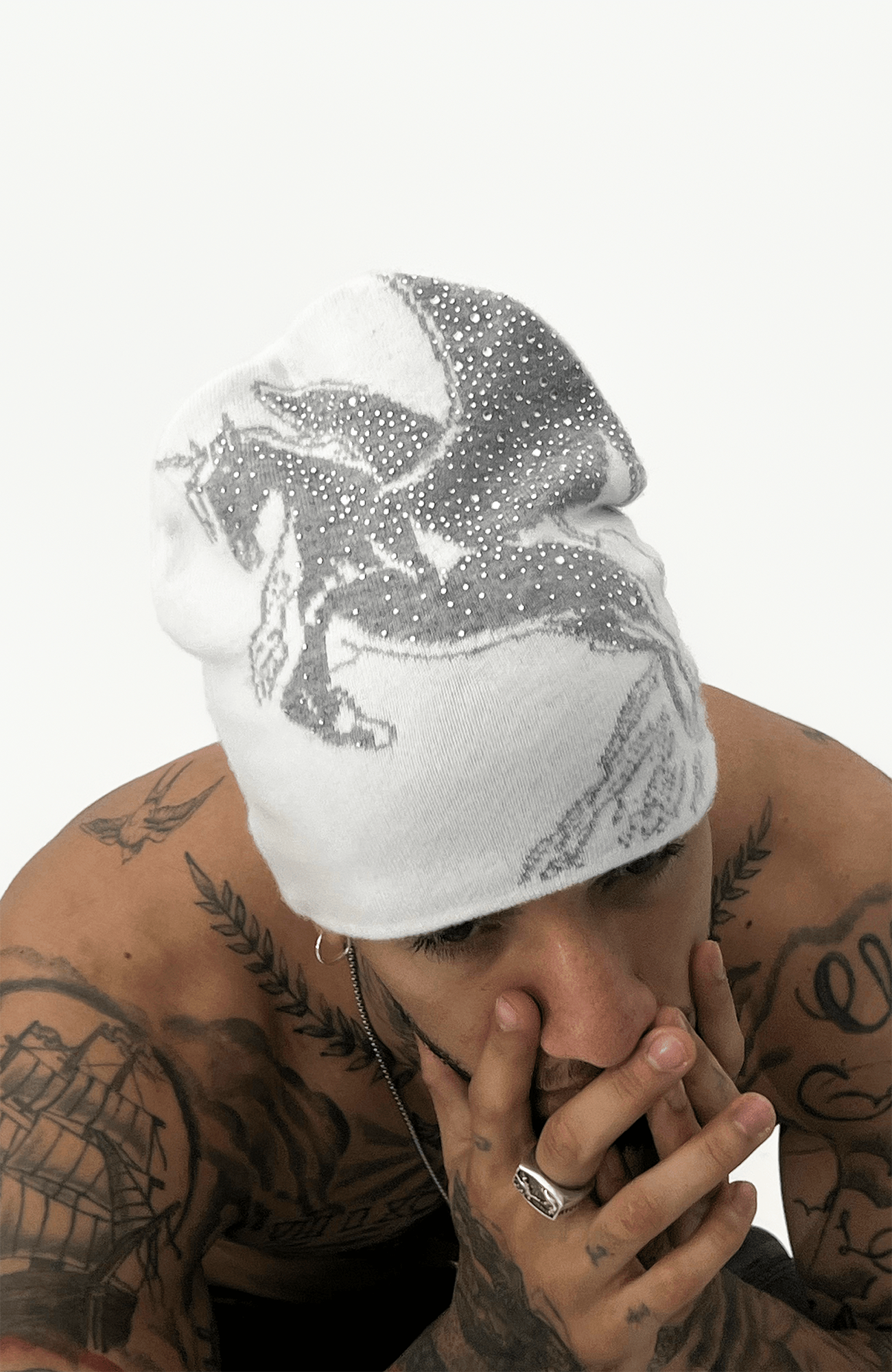 TECNINEGROUP Jacquard Diamond Knit Beanie