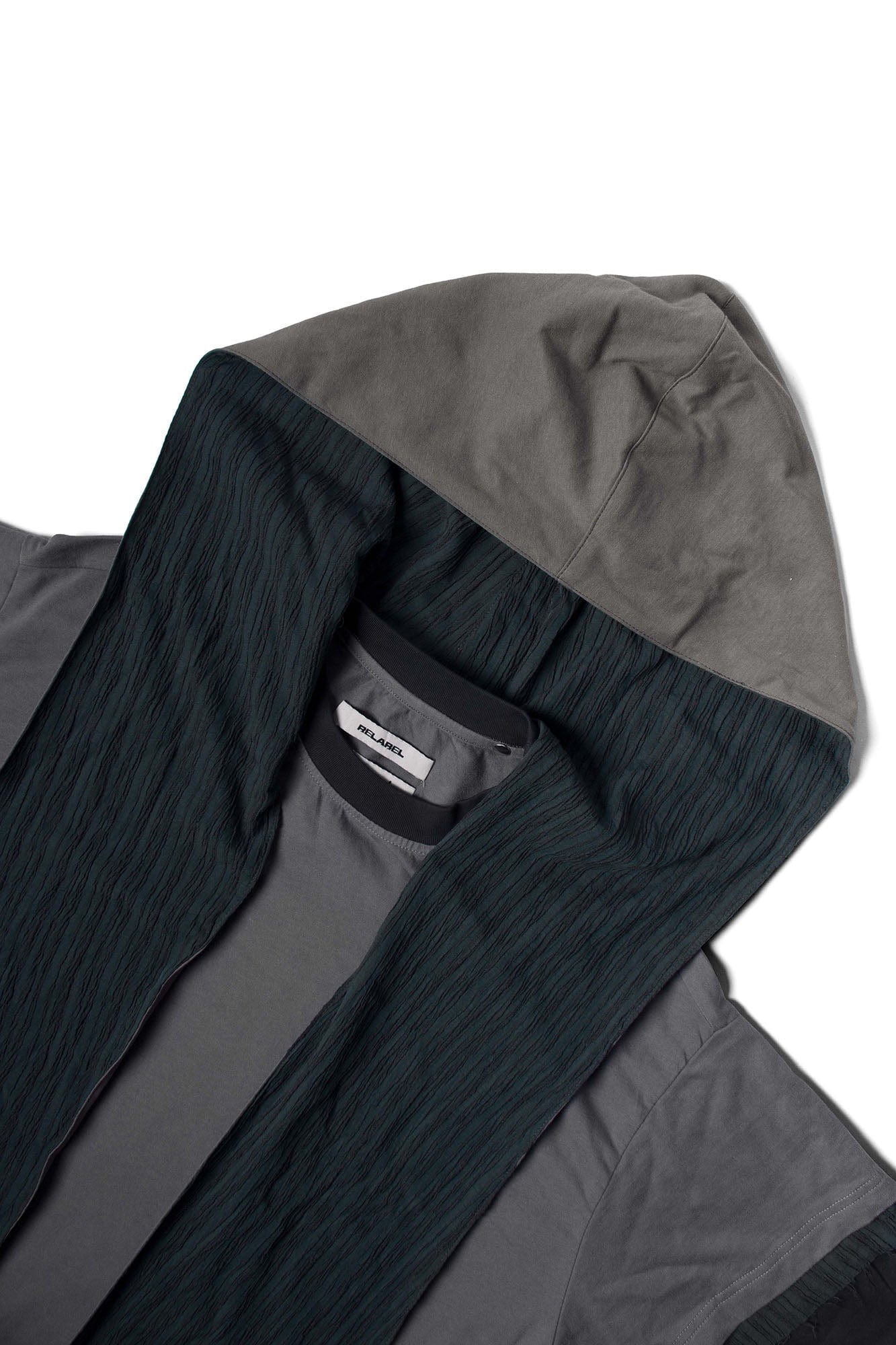 RELABEL Triple-Layer Detachable Striped Hood Long-Sleeve Tee Green, premium urban and streetwear designers apparel on PROJECTISR.com, RELABEL