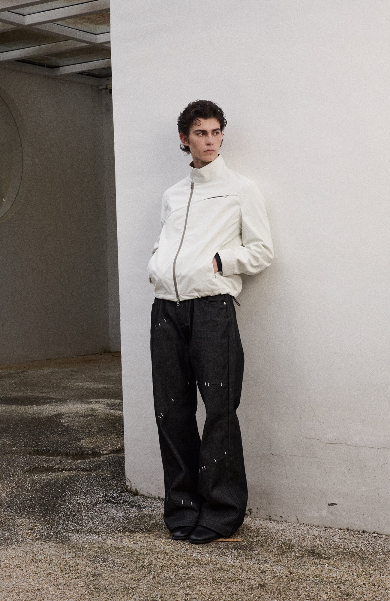 KREATE Deconstructed Stitch Detail Raw Denim Jeans