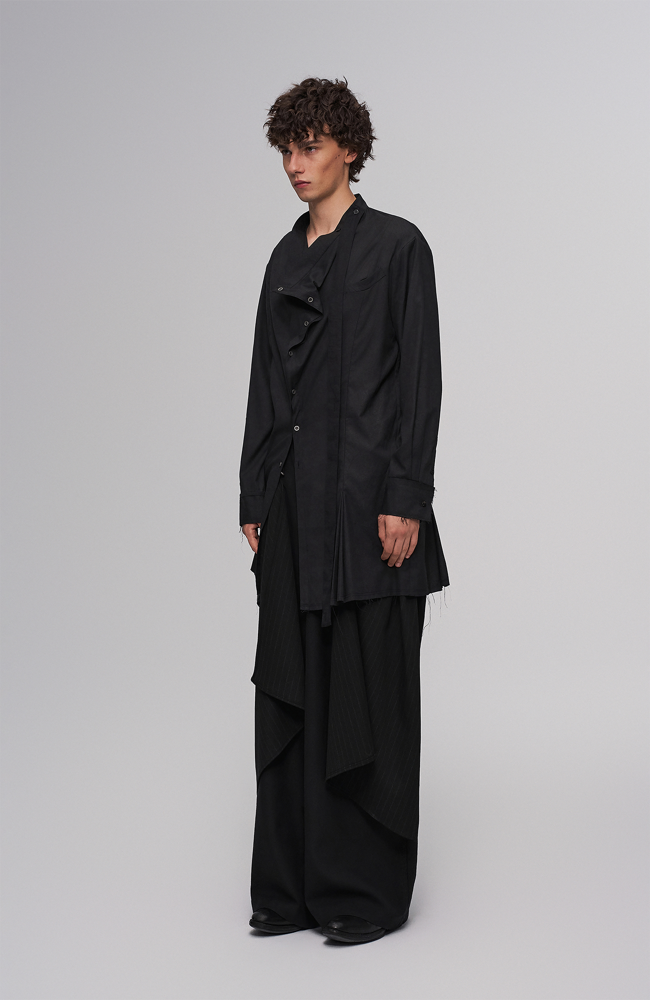 ILNya Nieternite Nifutur Asym Draped Raw-Edged Shirt, premium urban and streetwear designers apparel on PROJECTISR.com, ILNya Nieternite Nifutur