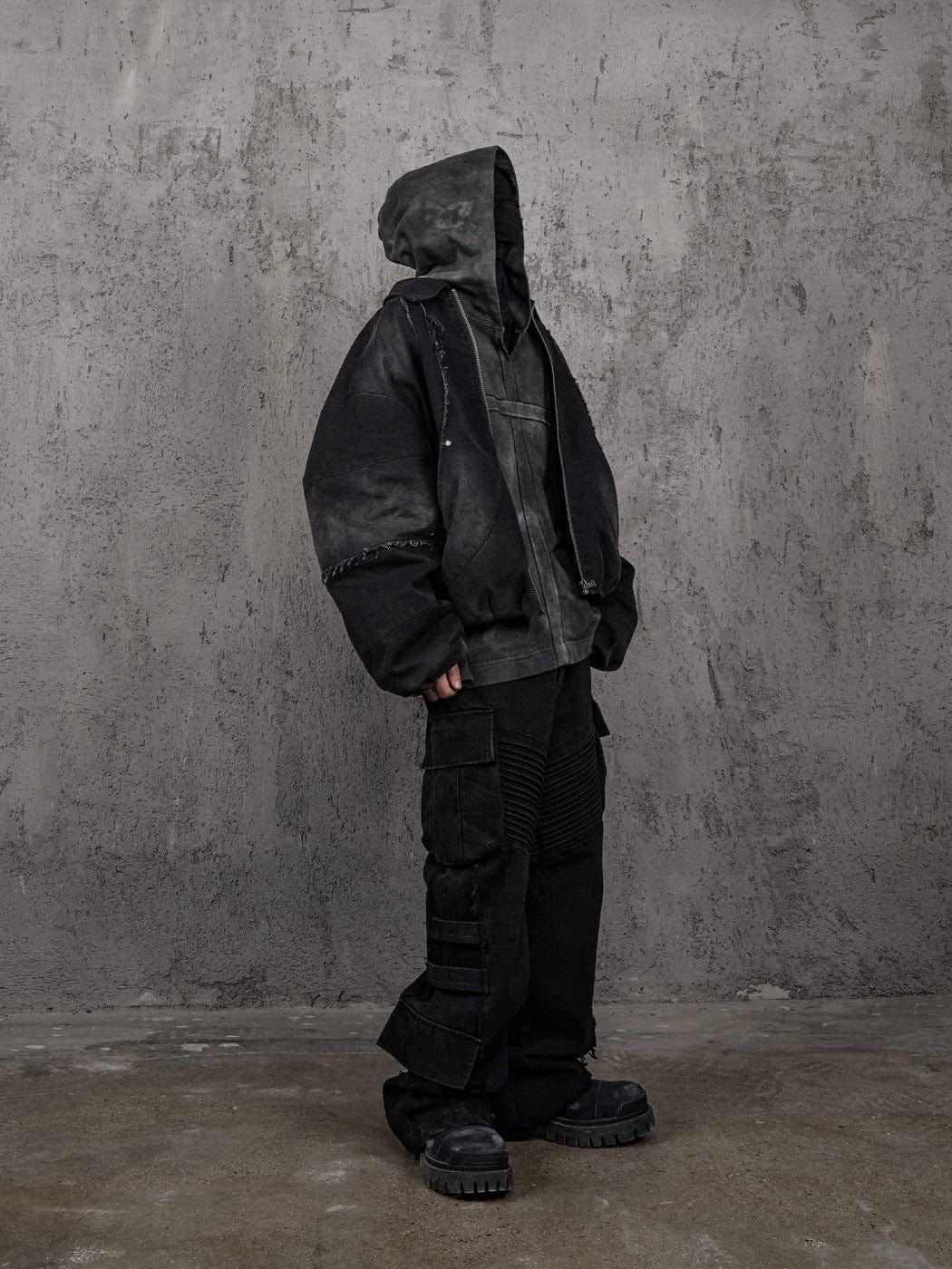 UNDERWATER Raw-Edge Spliced Rivet Jacket, premium urban and streetwear designers apparel on PROJECTISR.com, UNDERWATER