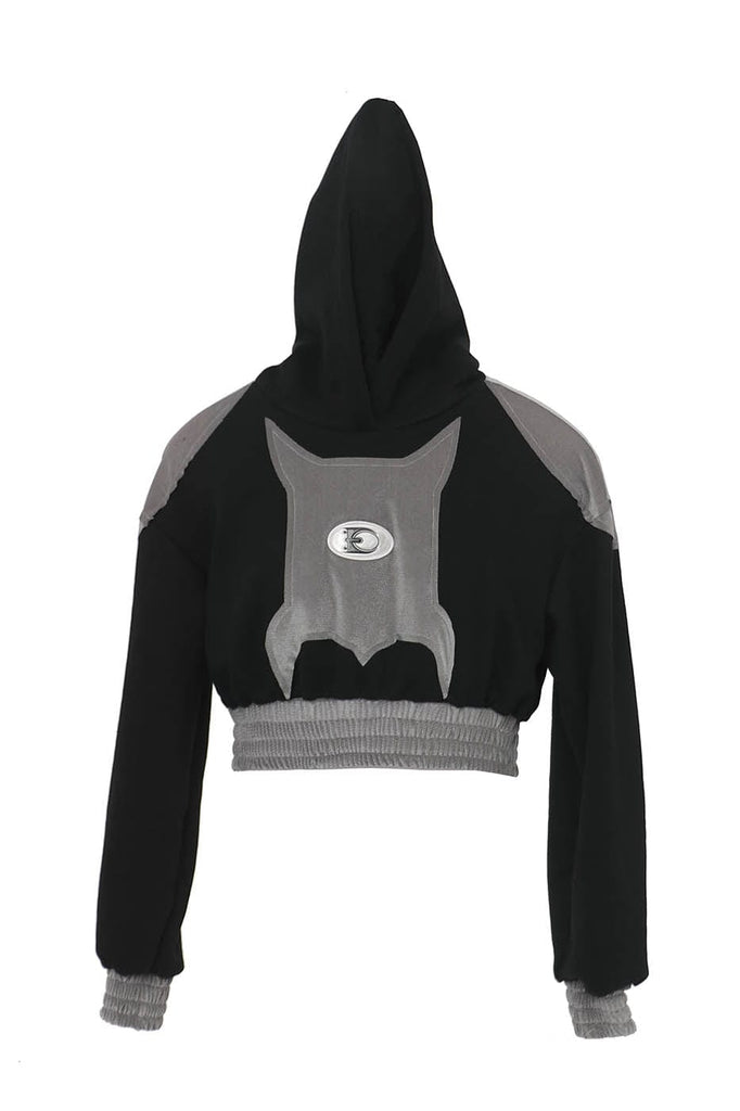 EMBRYO Bat Patchwork Cropped Hoodie, premium urban and streetwear designers apparel on PROJECTISR.com, EMBRYO