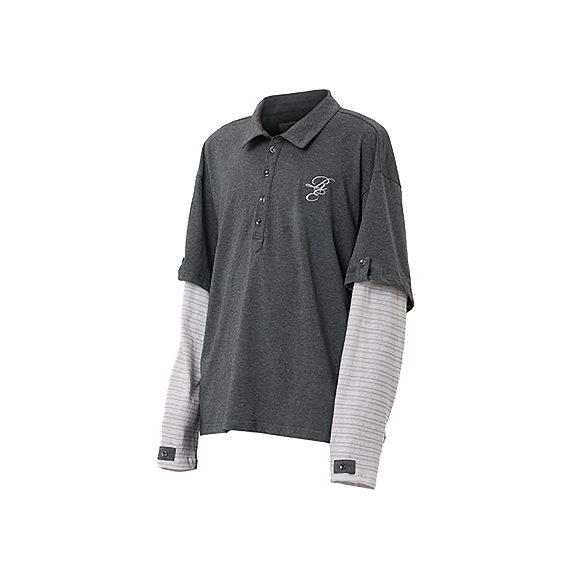 RELABEL Layered Sleeve Embroidered Polo Shirt