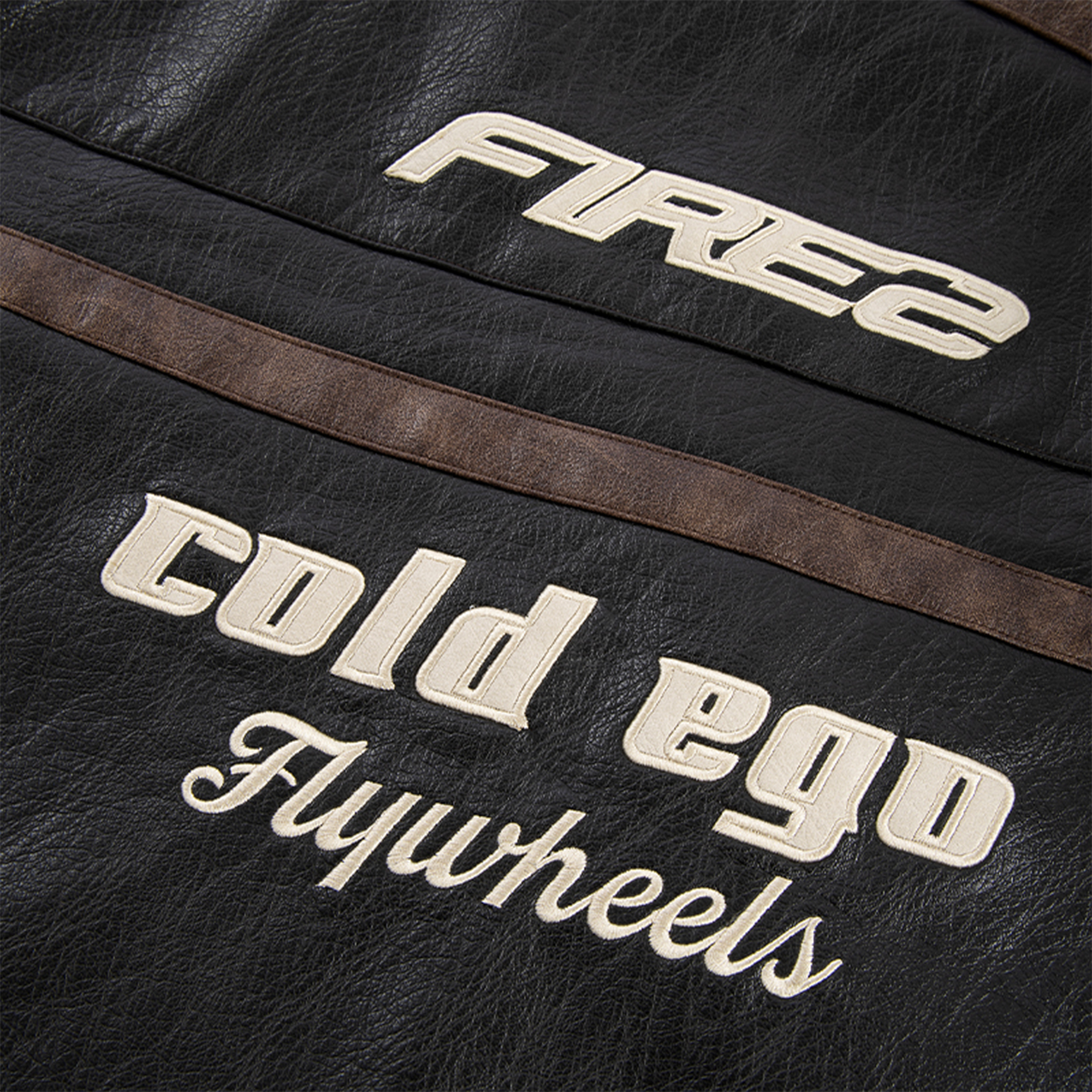 F2CE Retro Embroidered Patch PU Moto Jacket