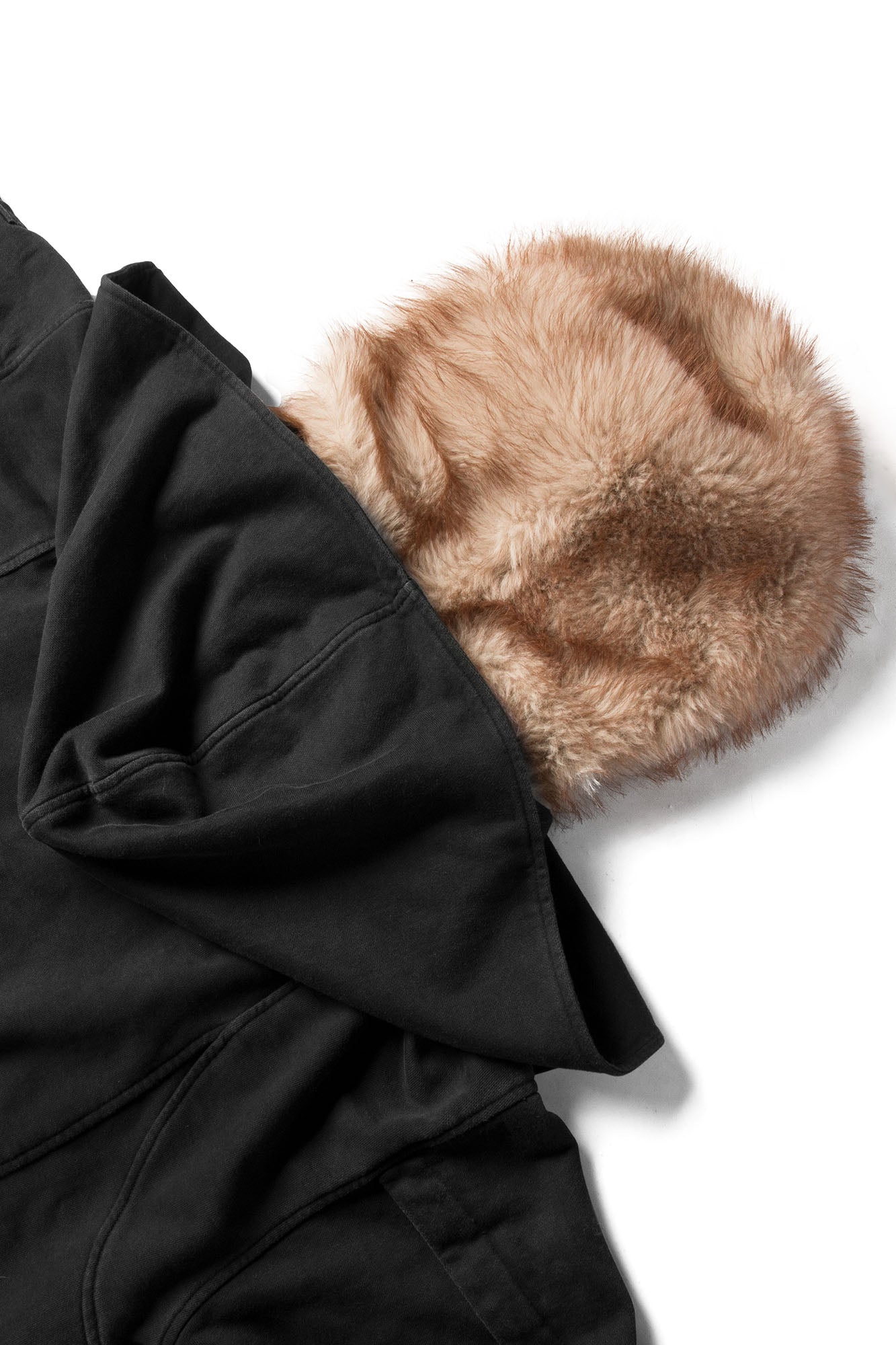 RELABEL Detachable Faux Fur Hood Jacket Black