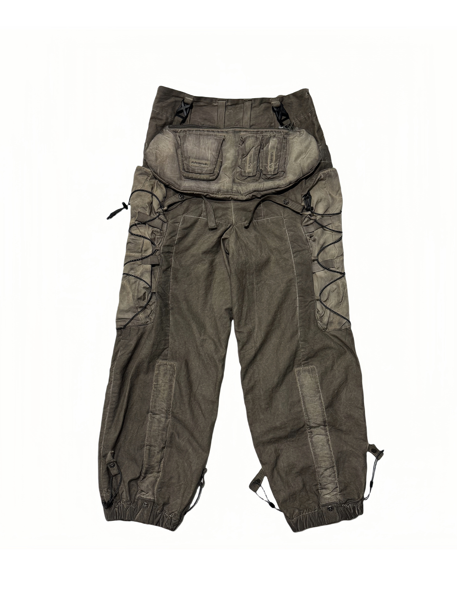 STEAM Washed Multi-Pocket Detachable Waist Bag Cargo Pants