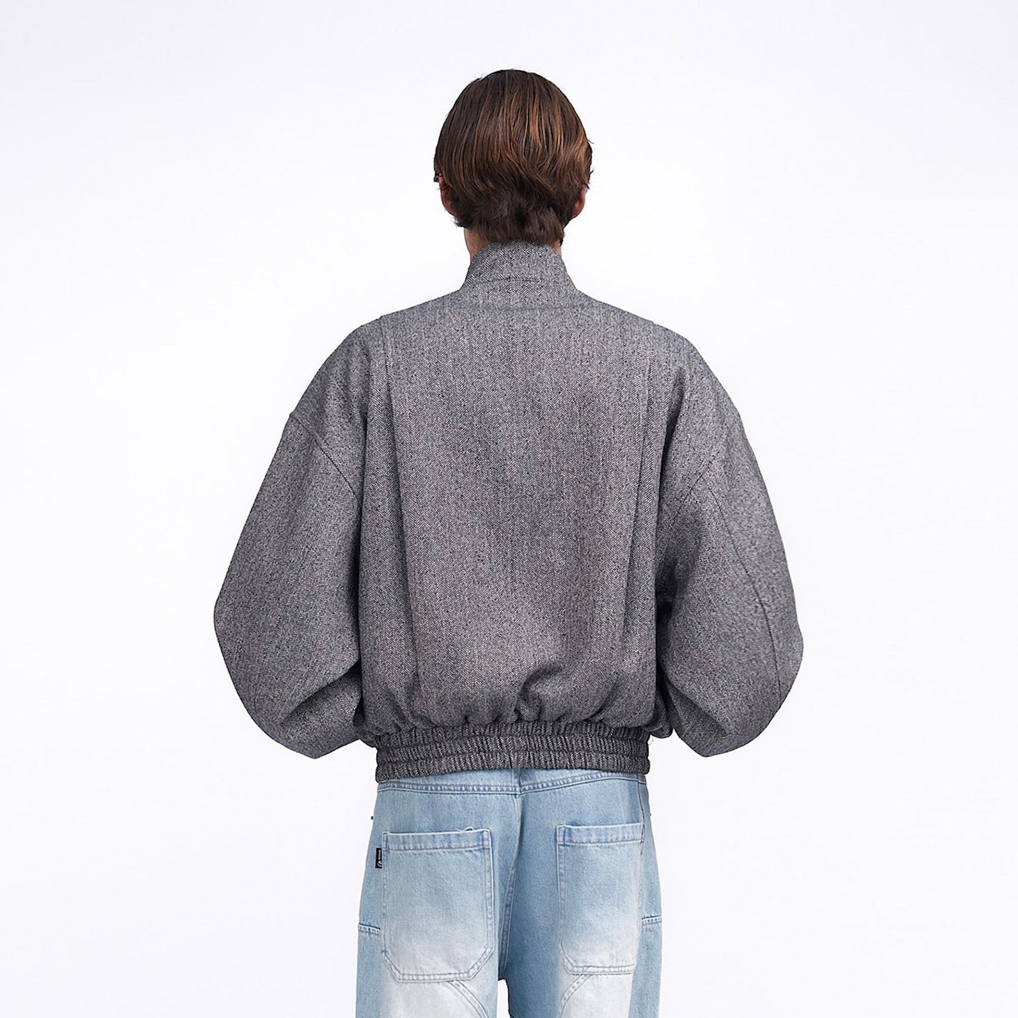 ASSEEN Horse Graphic Herringbone Bomber Jacket