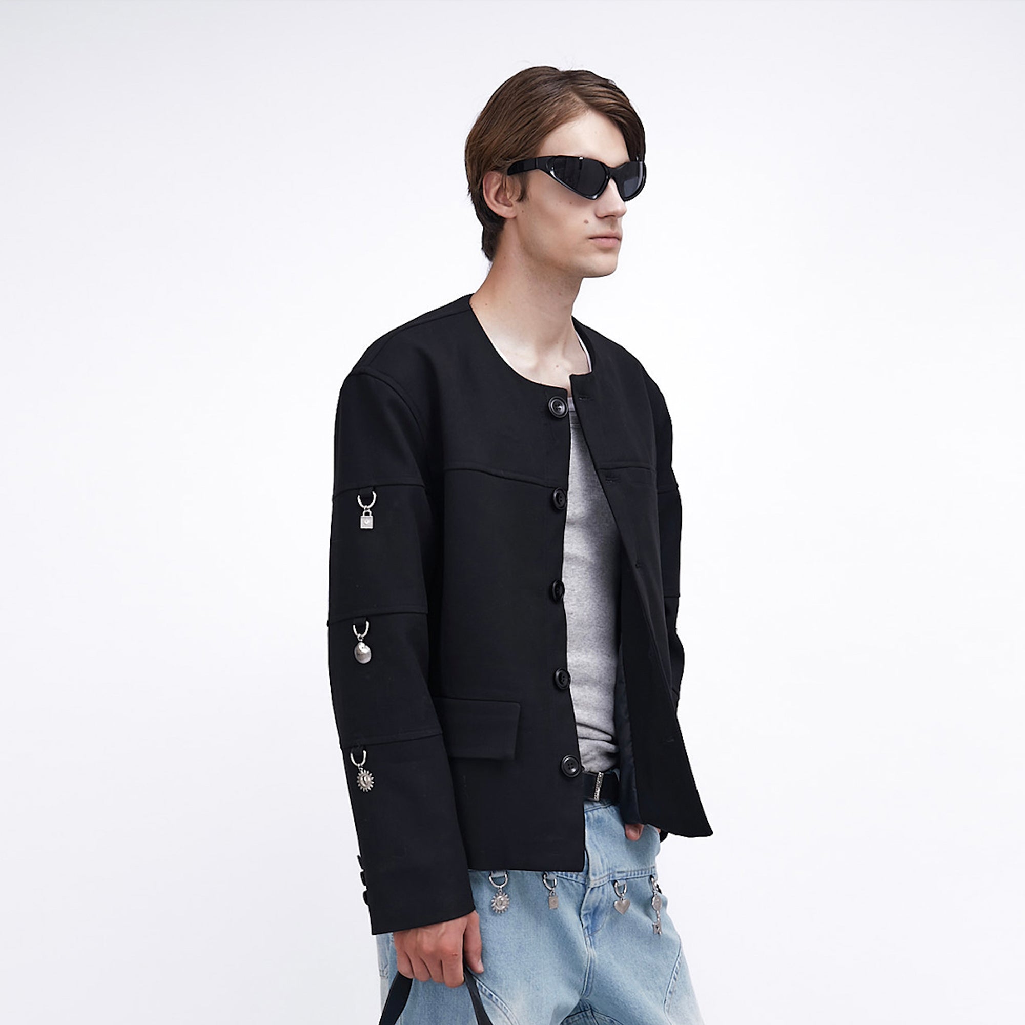 ASSEEN Padded-Shoulder Charm Jacket