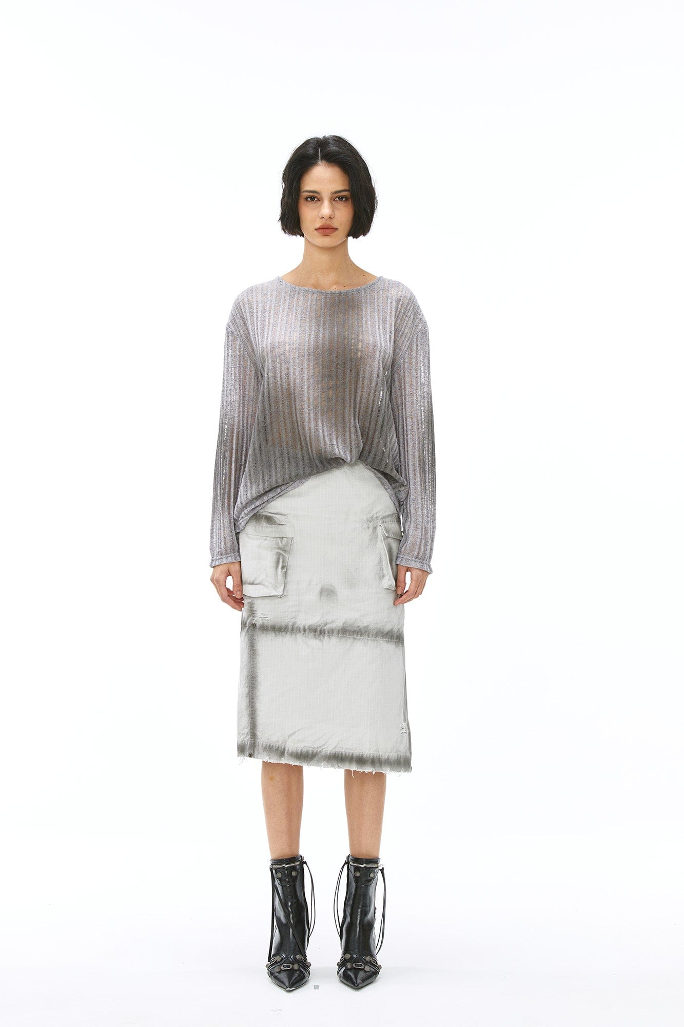 VANN VALRENCE Essential Gradient Sheer Long-Sleeve Tee, premium urban and streetwear designers apparel on PROJECTISR.com, VANN VALRENCE