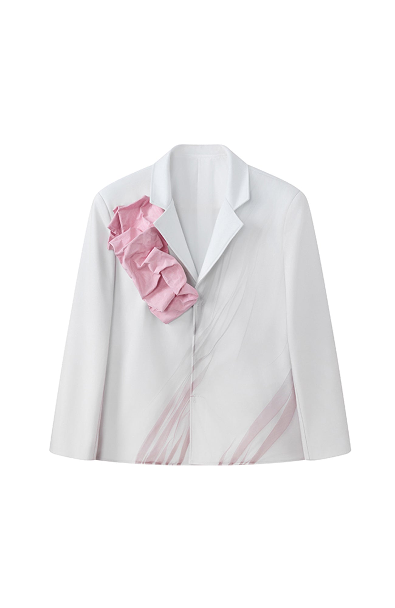 JIECHI Tulle Overlay Ruched Petal Blazer