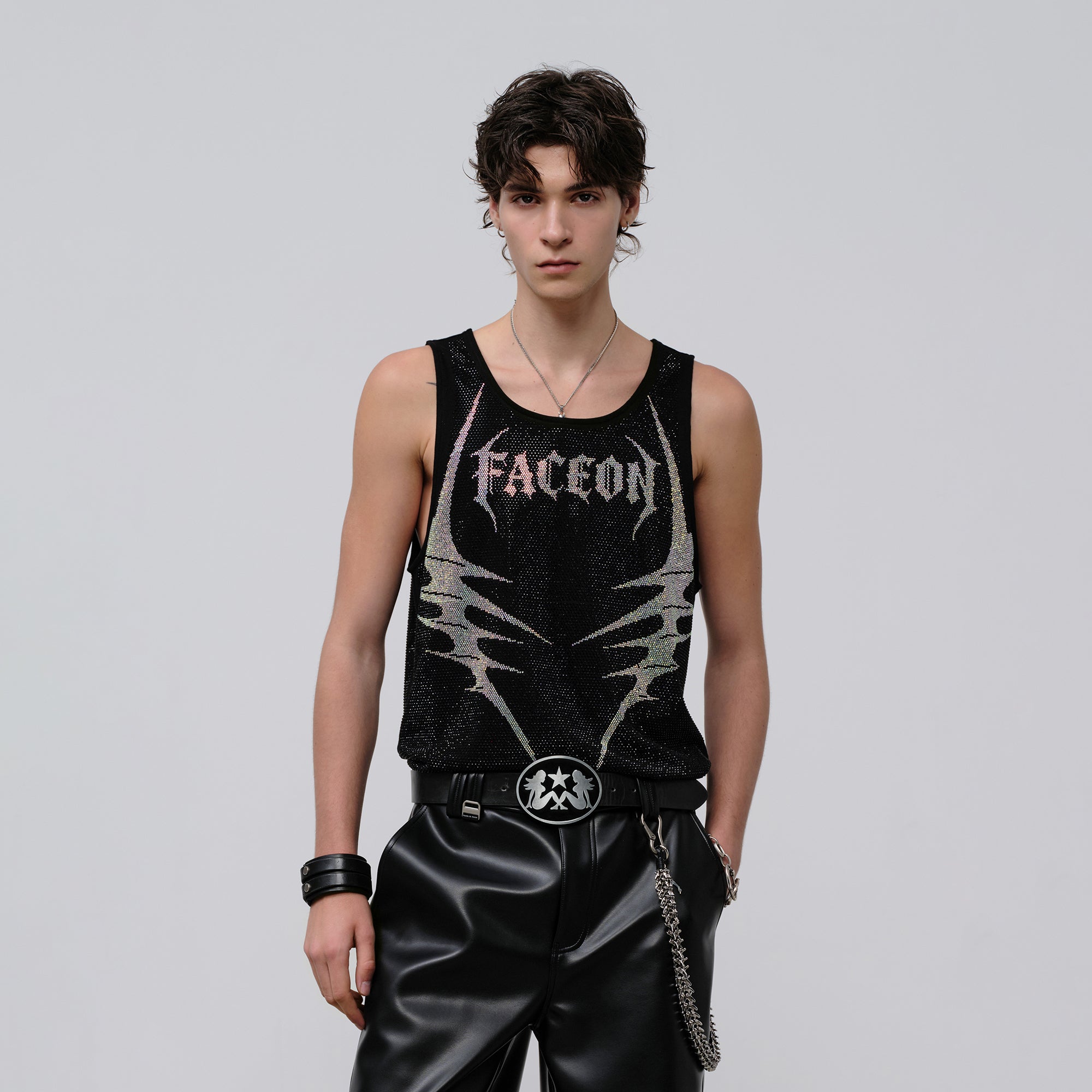 FACEONLAB Venom Diamond Punk Tank Black, premium urban and streetwear designers apparel on PROJECTISR.com, FACEONLAB