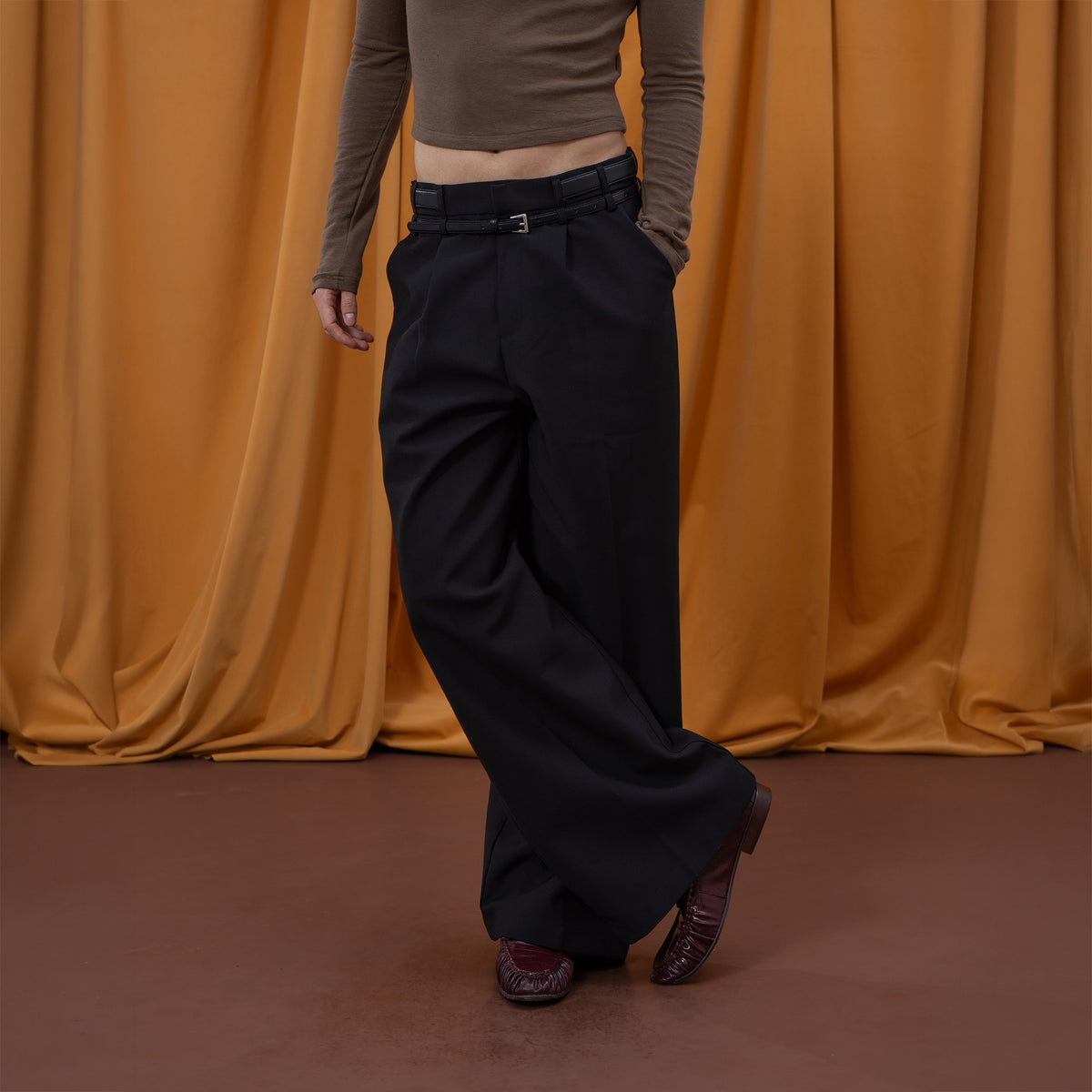 CLP Double-Belted Wide-Leg Trousers