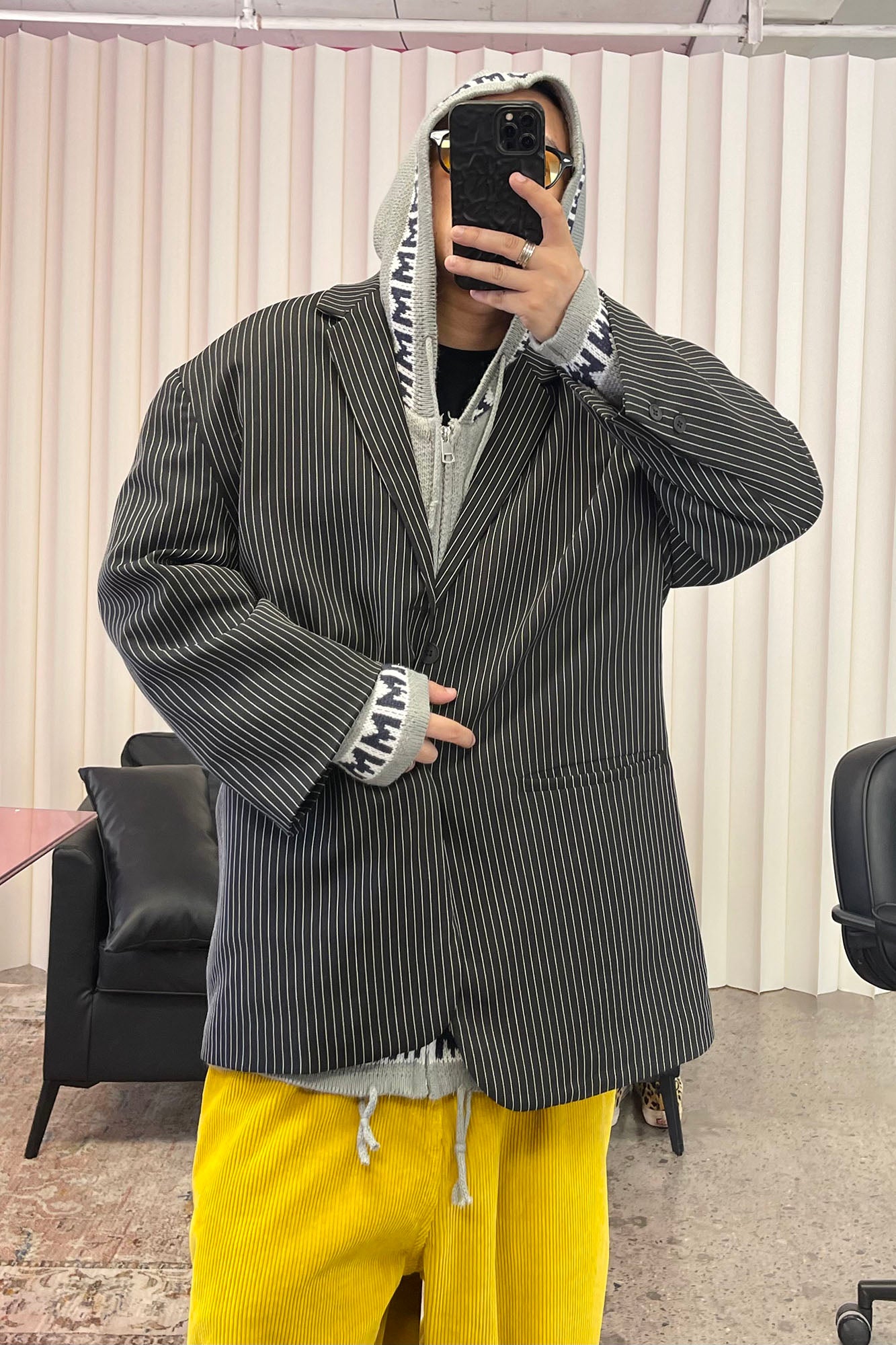 ME DA IGUAL Stripe Notched Lapel Oversized Blazer