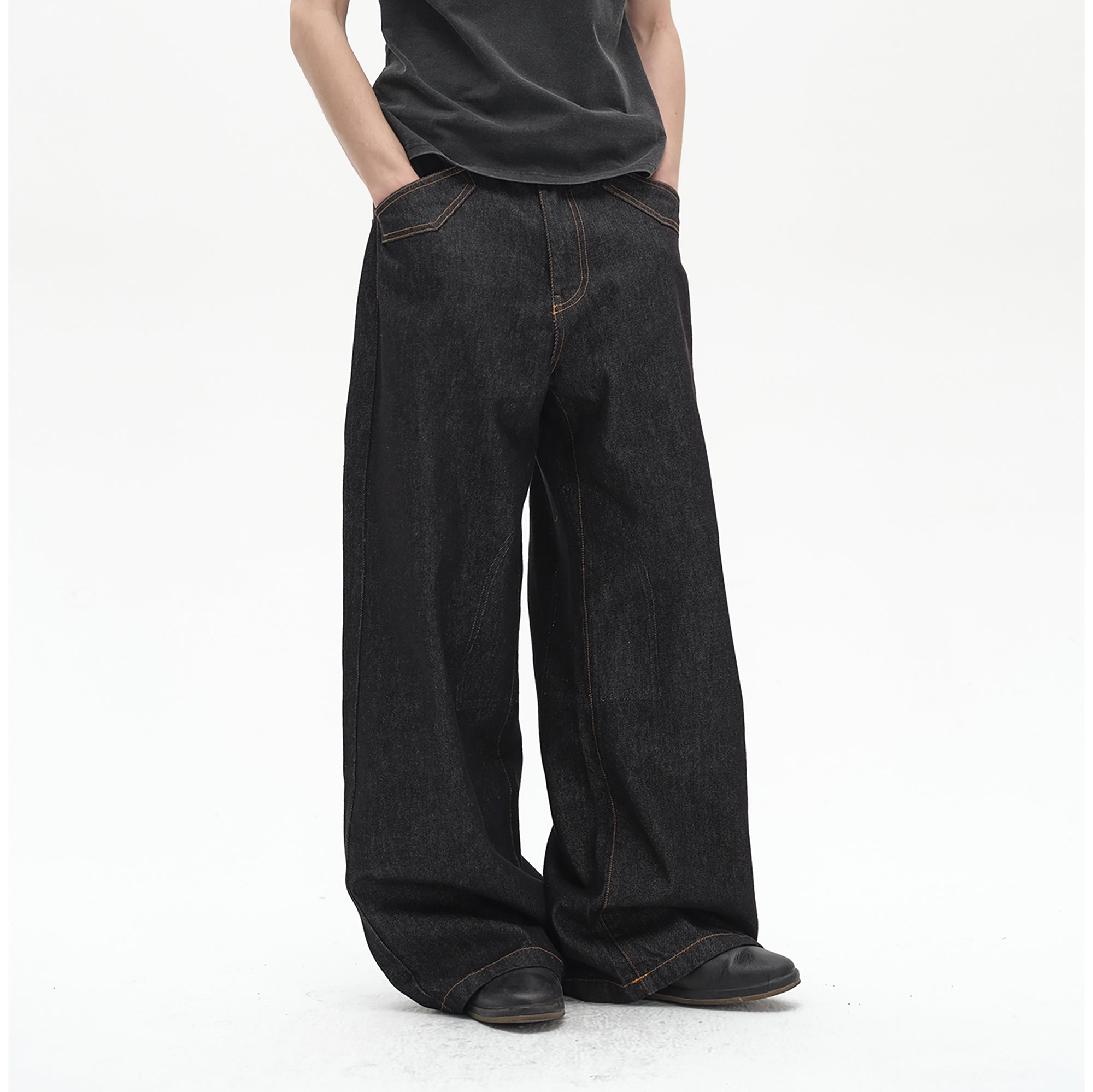 SADSOUP Contrast Stitch Wide-Leg Jeans