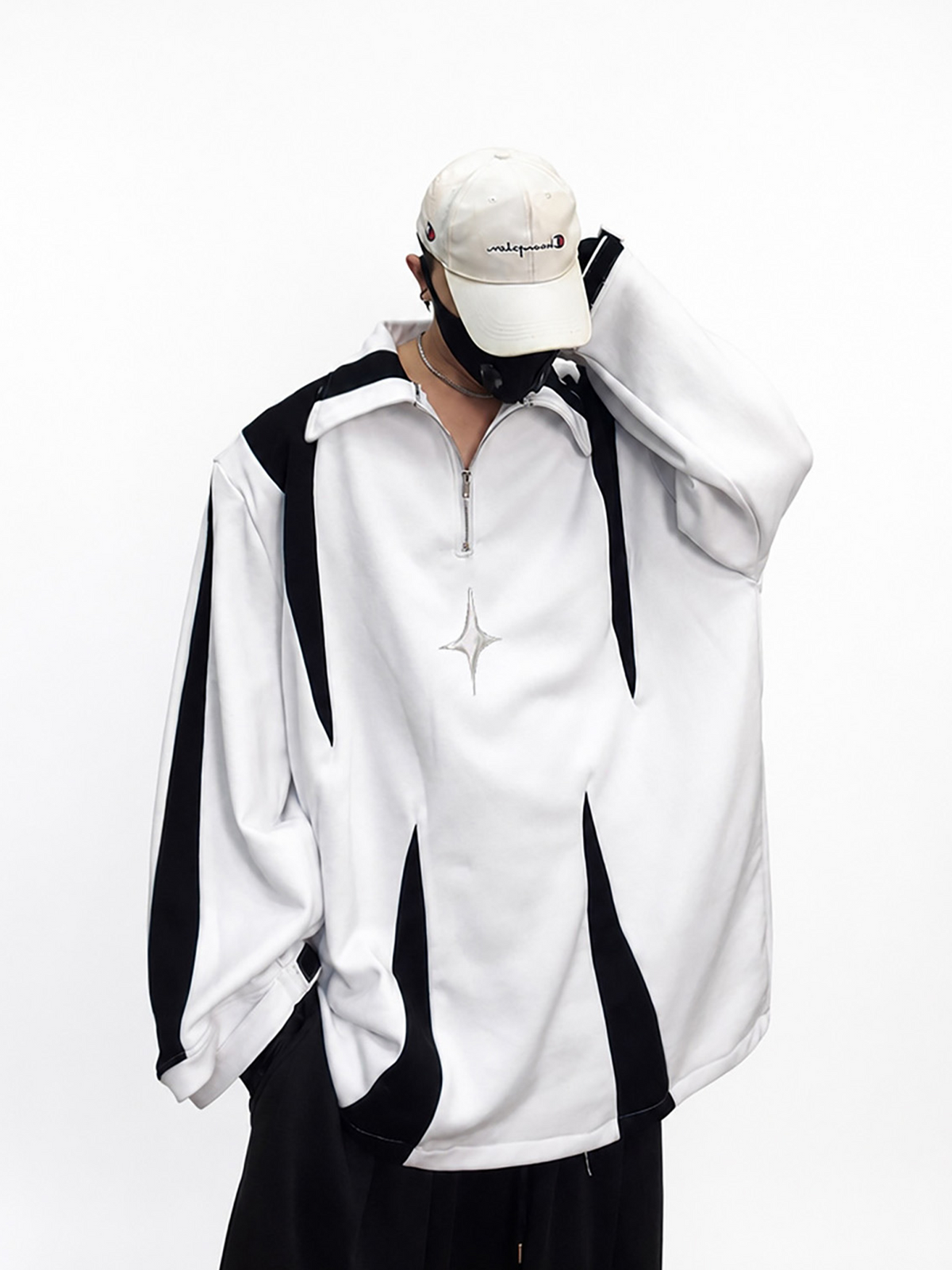 UUCSCC Contrast Padded-Shoulder Lapel Sweatshirt