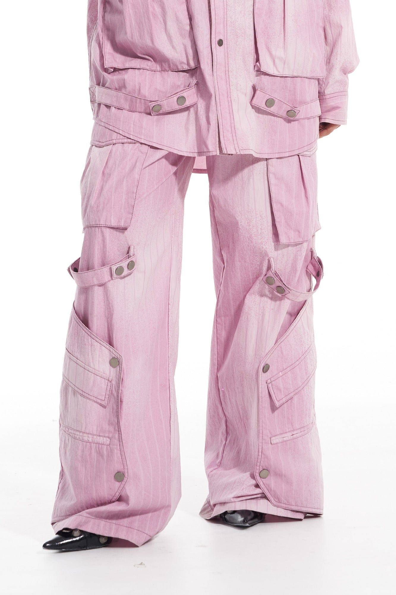 VANN VALRENCE Strap-Wrapped Striped Multi-Pocket Cargo Pants, premium urban and streetwear designers apparel on PROJECTISR.com, VANN VALRENCE