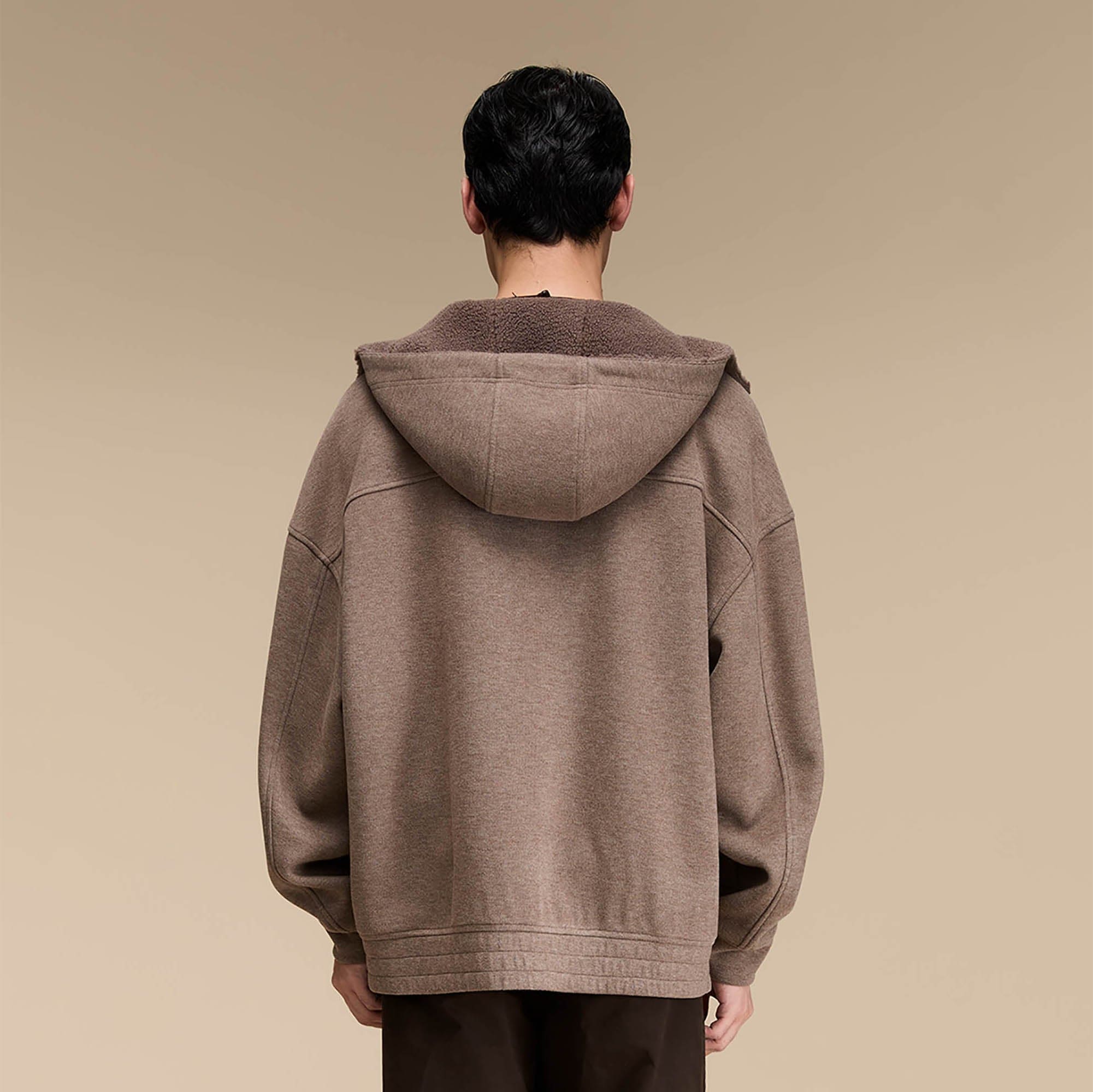 OPICLOTH Fleece-Lined Collared Hooded Jacket