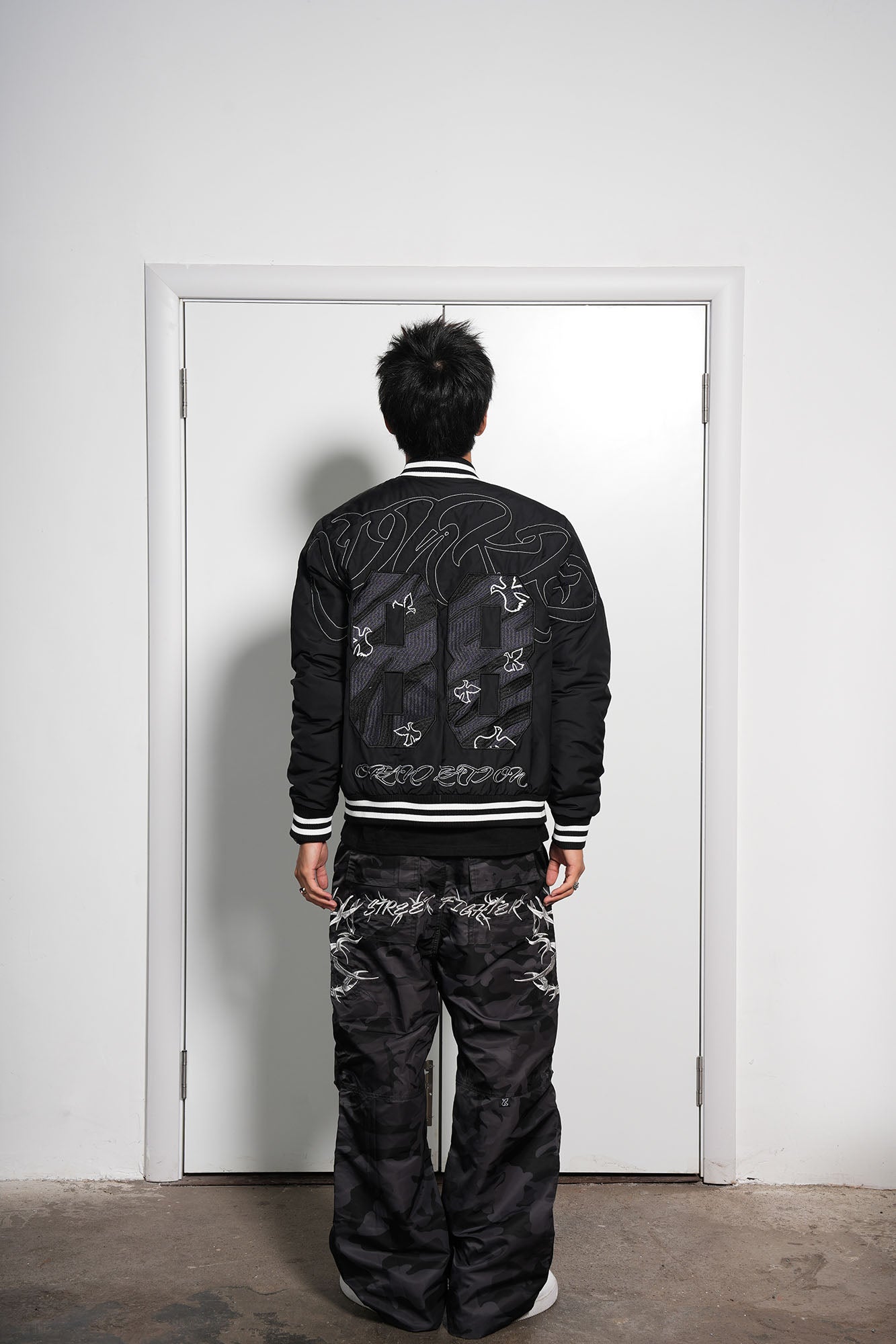VINKID No.88 Peace Doves Padded Varsity Jacket