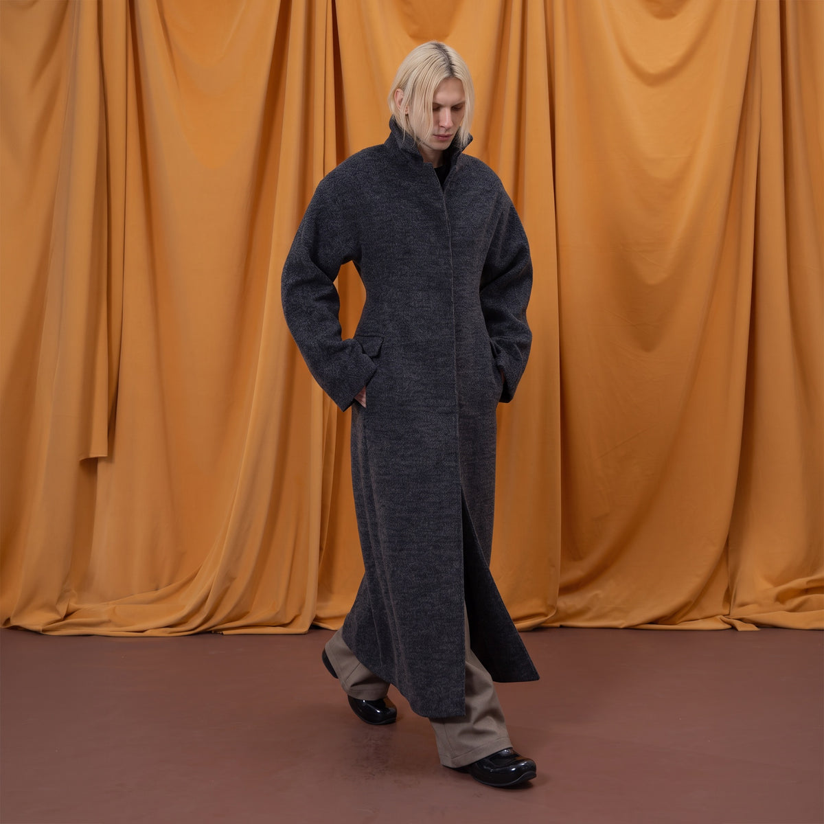 CLP Retro Cinched-Waist Wool-Blend Cocoon Coat