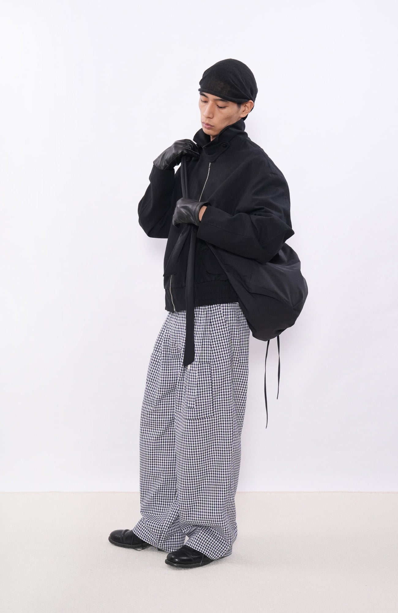 7440 37 1 Check Double-Pleat Wide-Leg Pants, premium urban and streetwear designers apparel on PROJECTISR.com, 7440 37 1