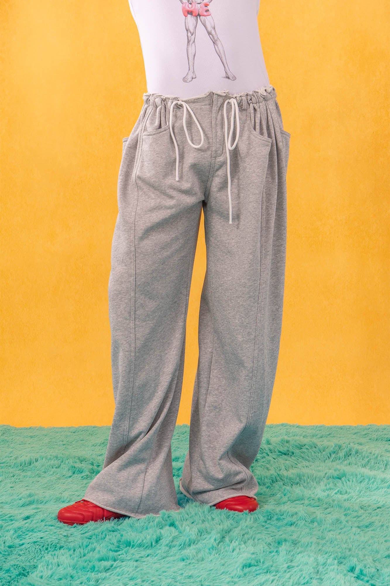 CLP Middle Spliced Ruched-Waist Sweatpants