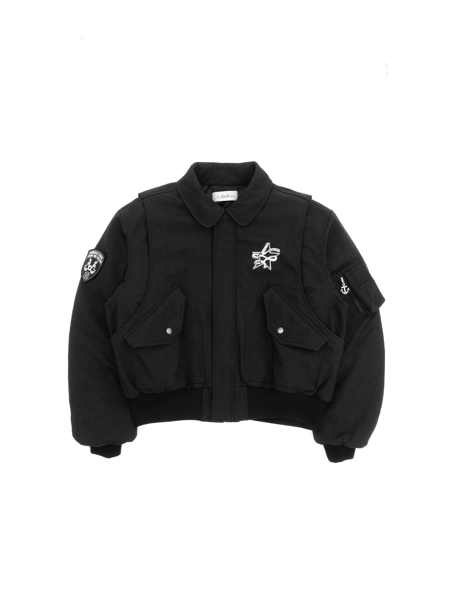 IN EXISTENCE Anchor Zip Embroidered Patch Bomber
