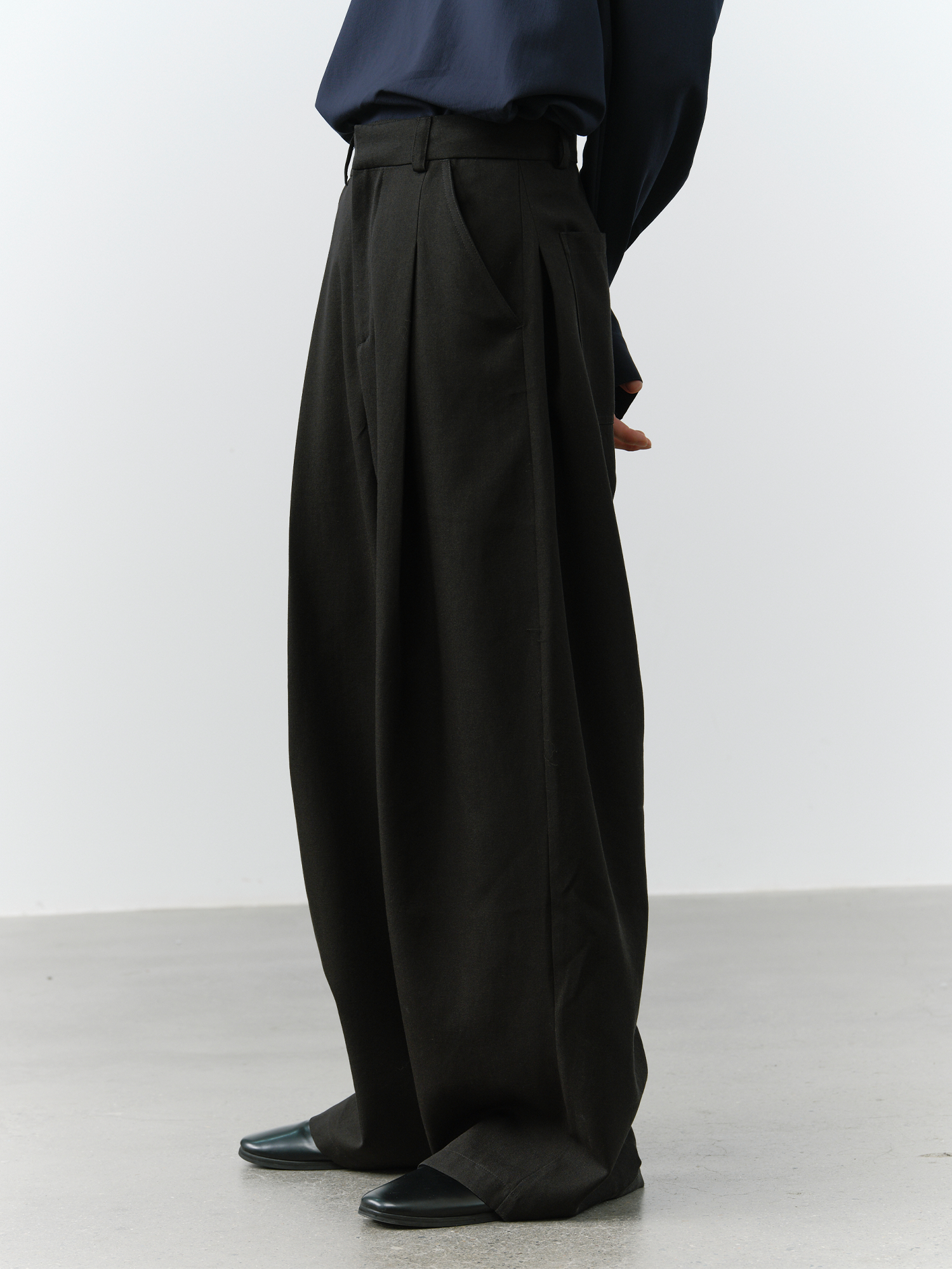 GRAINMUSTARD Minimal Draped Wide-Leg Trousers, premium urban and streetwear designers apparel on PROJECTISR.com, GRAINMUSTARD