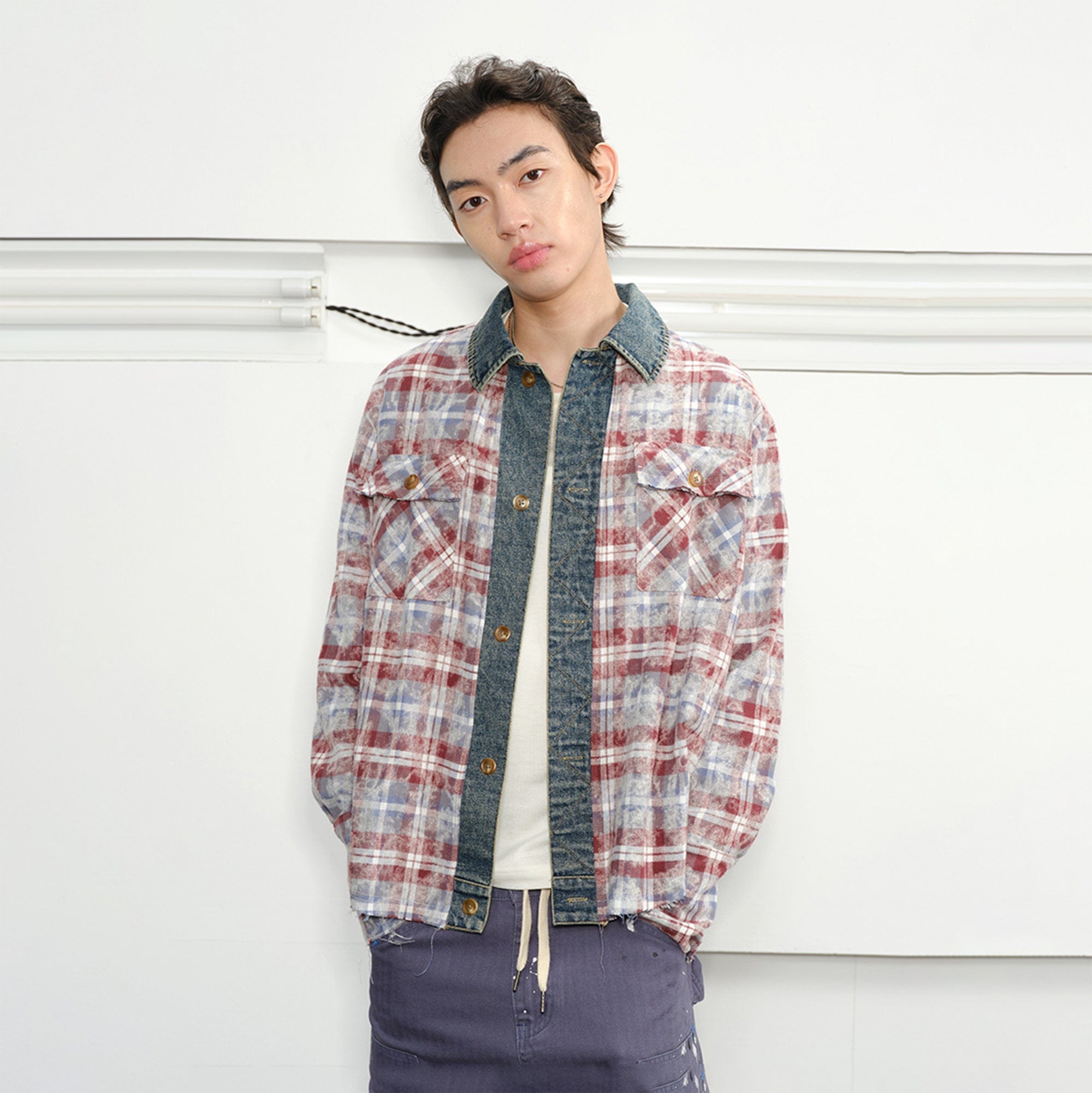 KREATE Denim Spliced  Macarons Jacket