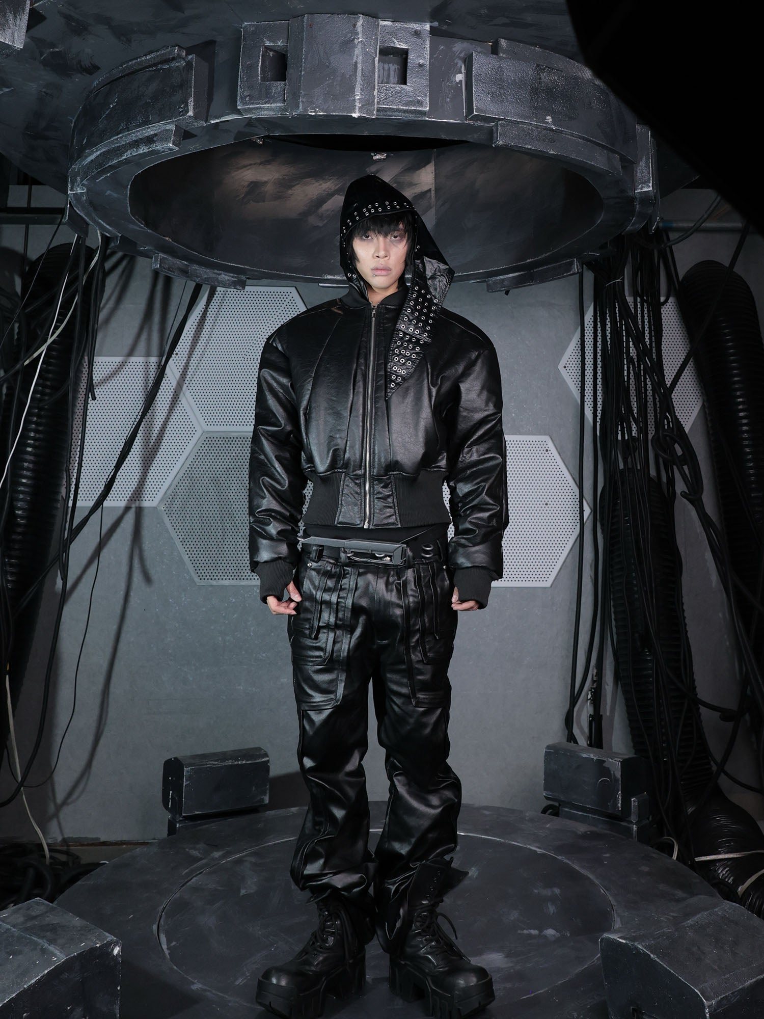 SSIN7 Panel Cinched Bomber Jacket