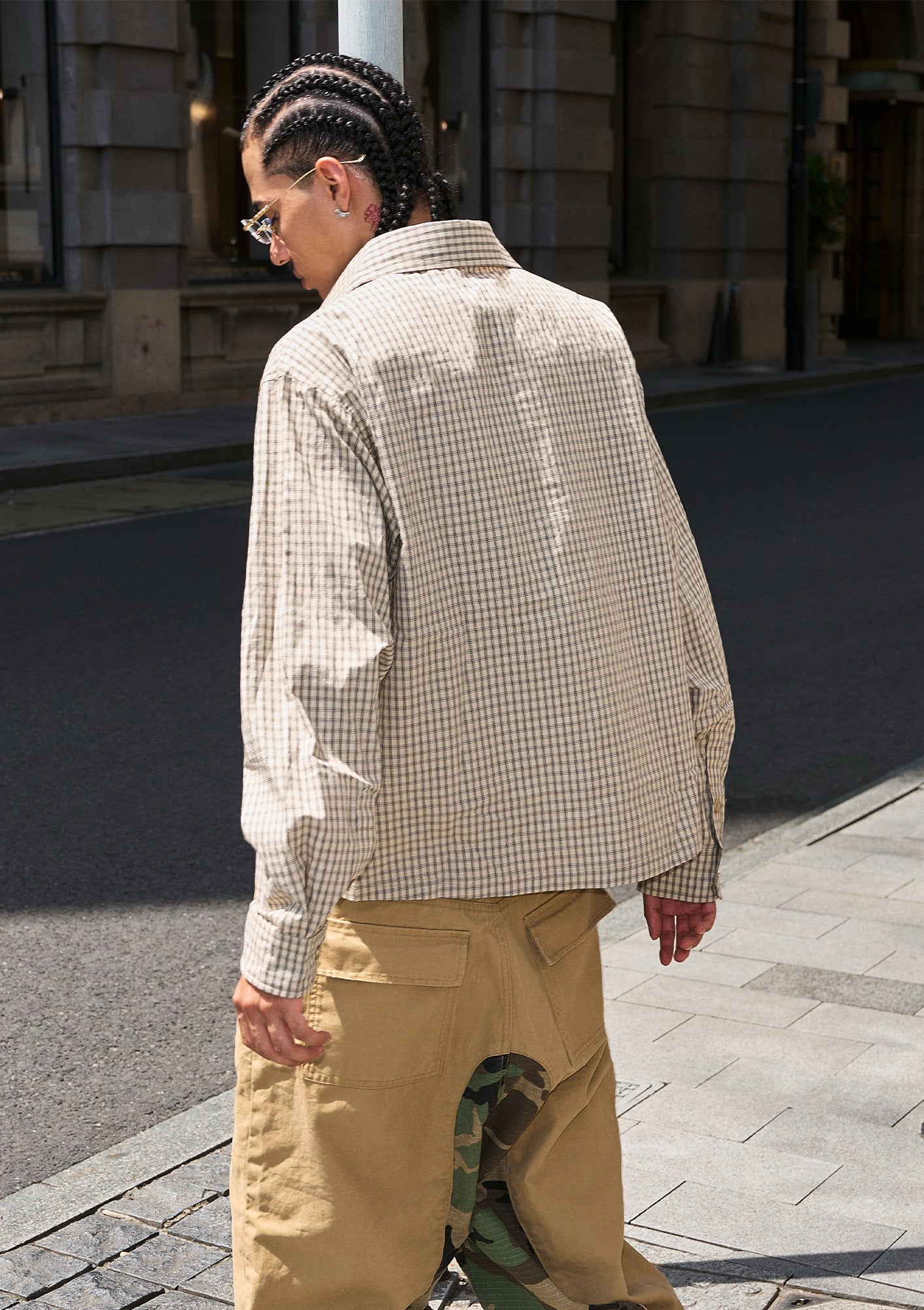 STEEPC Gingham Contrast Patch Boxy Shirt, premium urban and streetwear designers apparel on PROJECTISR.com, STEEPC