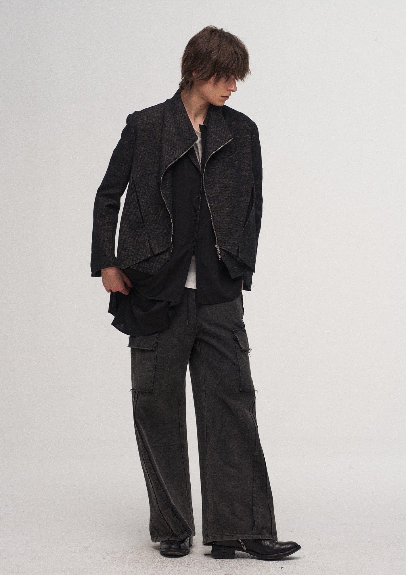 ILNya Nieternite Nifutur Washed Frayed Panel Wide-Leg Pants, premium urban and streetwear designers apparel on PROJECTISR.com, ILNya Nieternite Nifutur