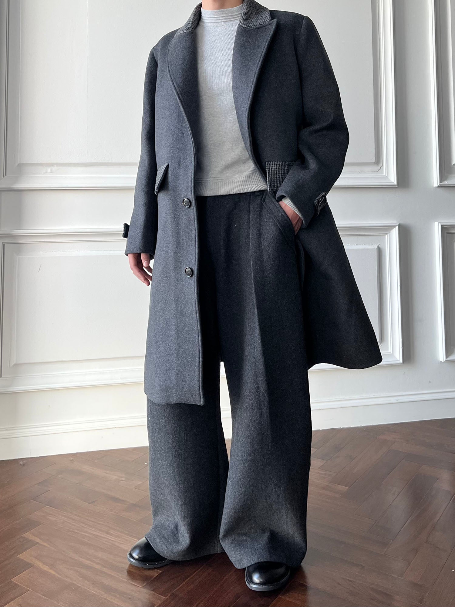 CATSSTAC Detachable Down Liner Wool-Blend Overcoat