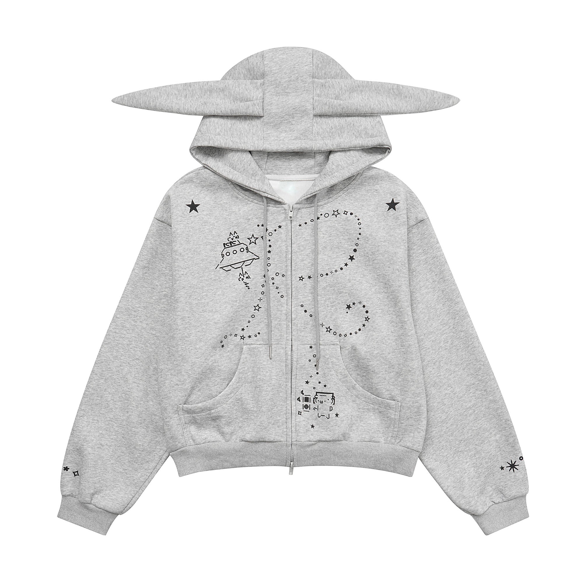 CLP Rabbit Ear Doodle Zip-Up Hoodie
