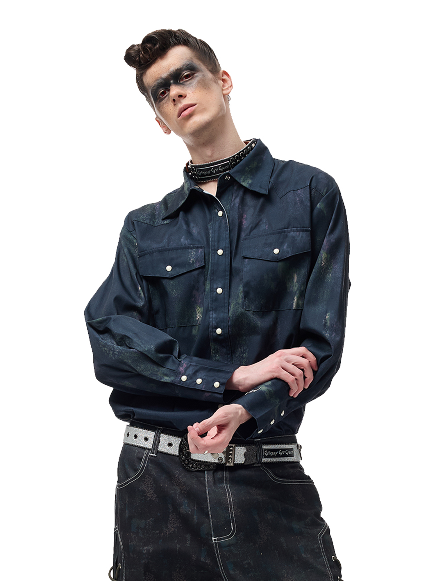 CYCYCY Punk Mottled Court-Style Shirt