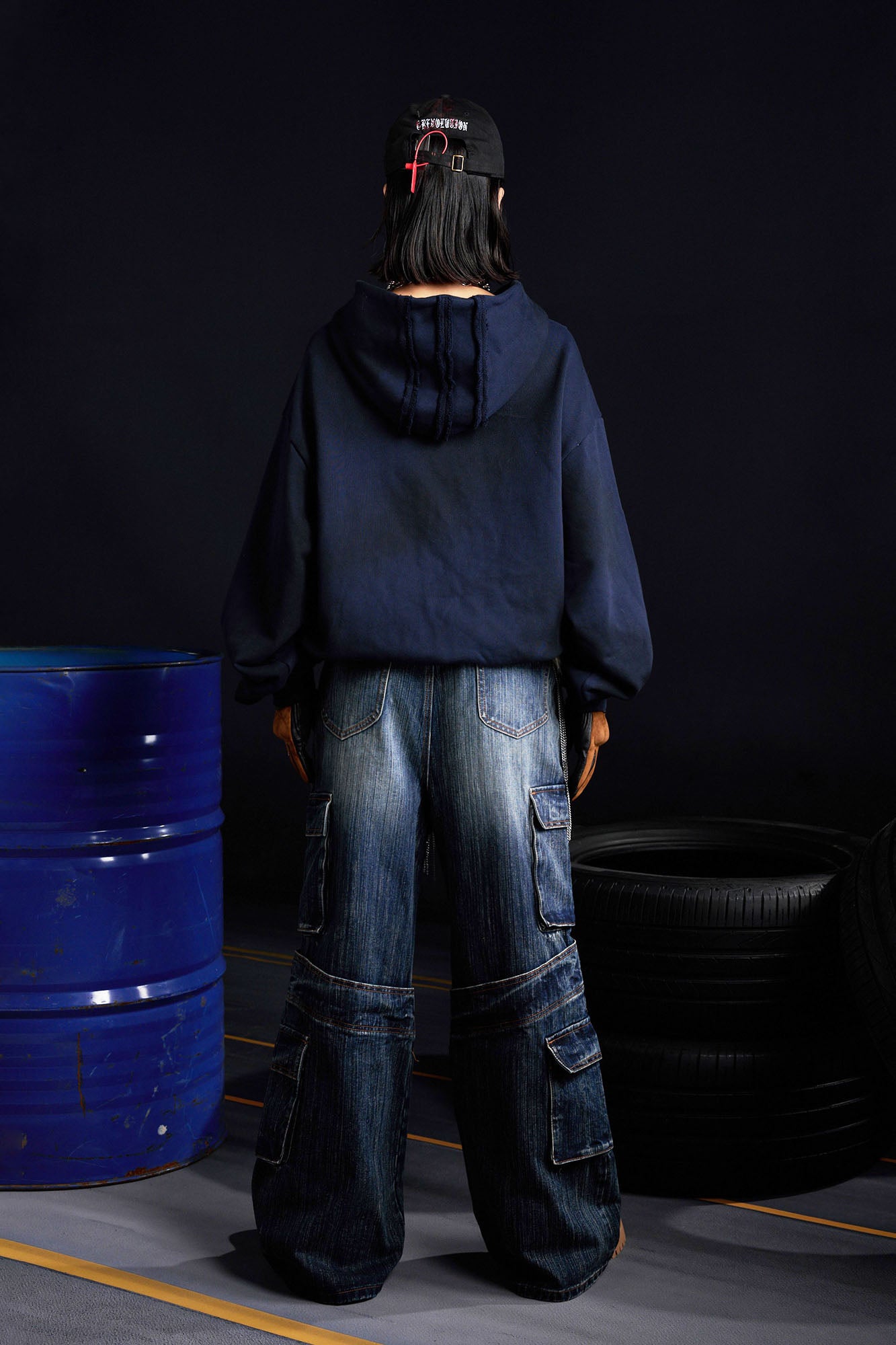 RECOVER ZONE Multi-Pocket Wide-Leg Utility Jeans, premium urban and streetwear designers apparel on PROJECTISR.com, RECOVER ZONE