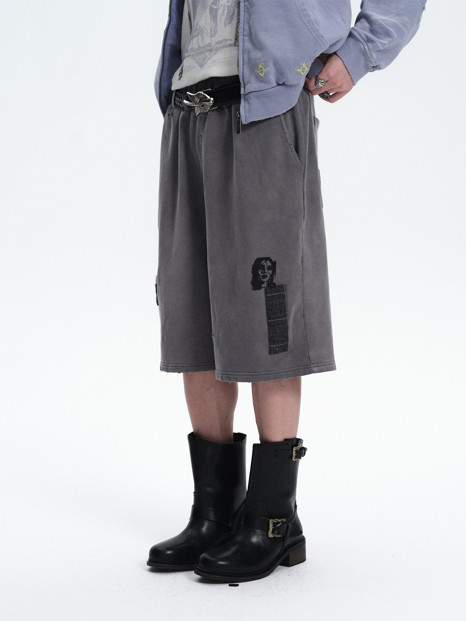 RICHILL Washed Patch Graphic Shorts
