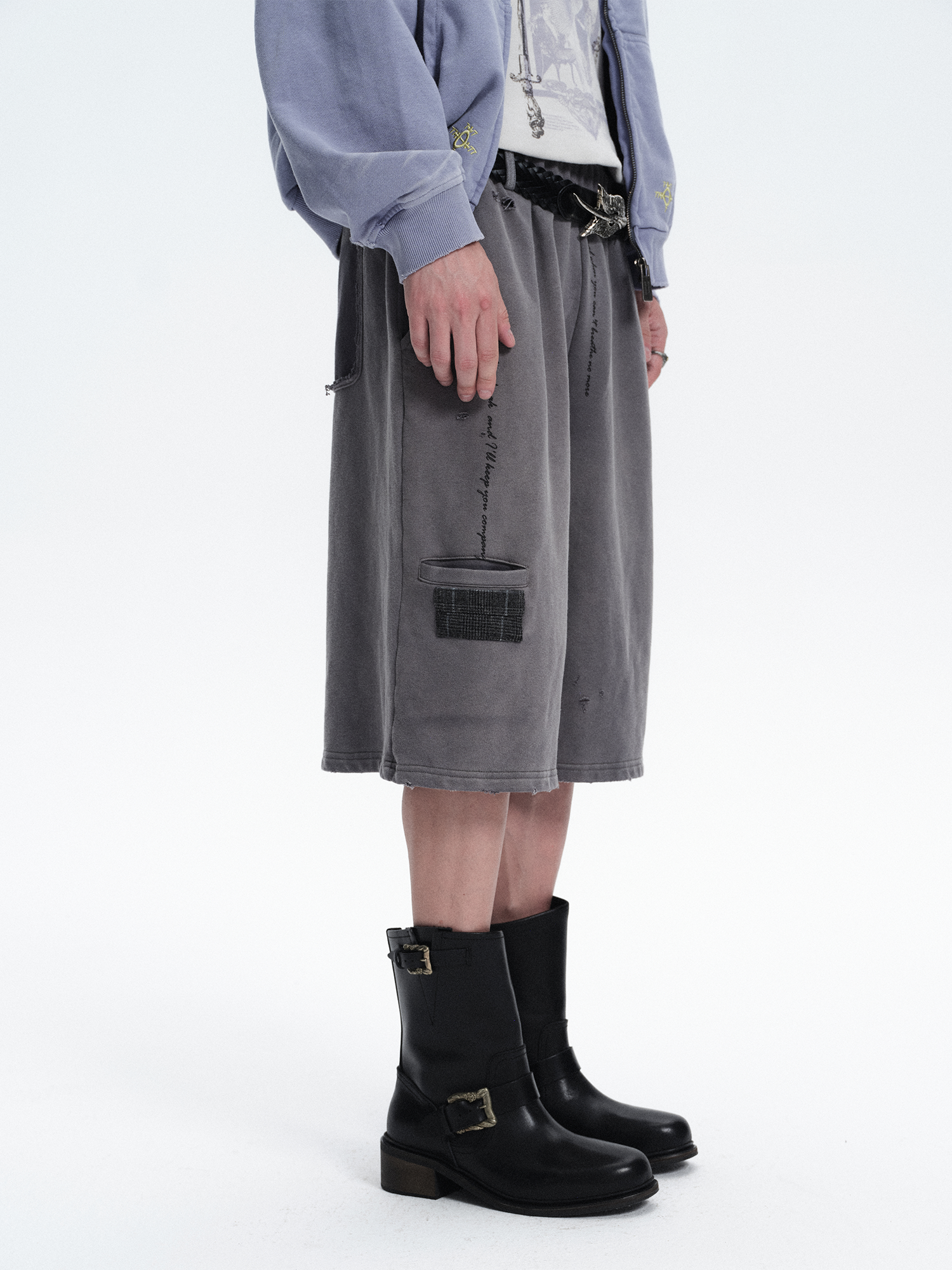 RICHILL Washed Patch Graphic Shorts