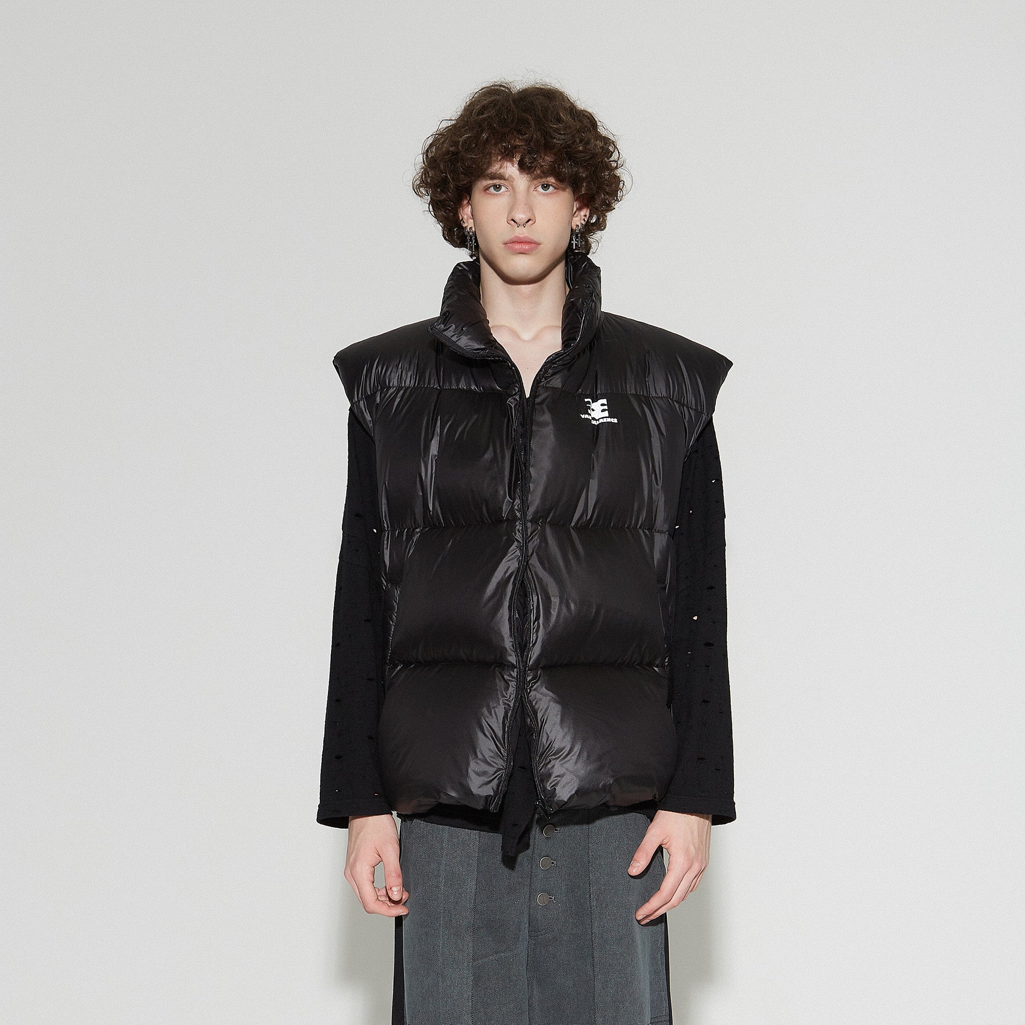 VANN VALRENCE Plain Duck Down Oversized Puffer Vest