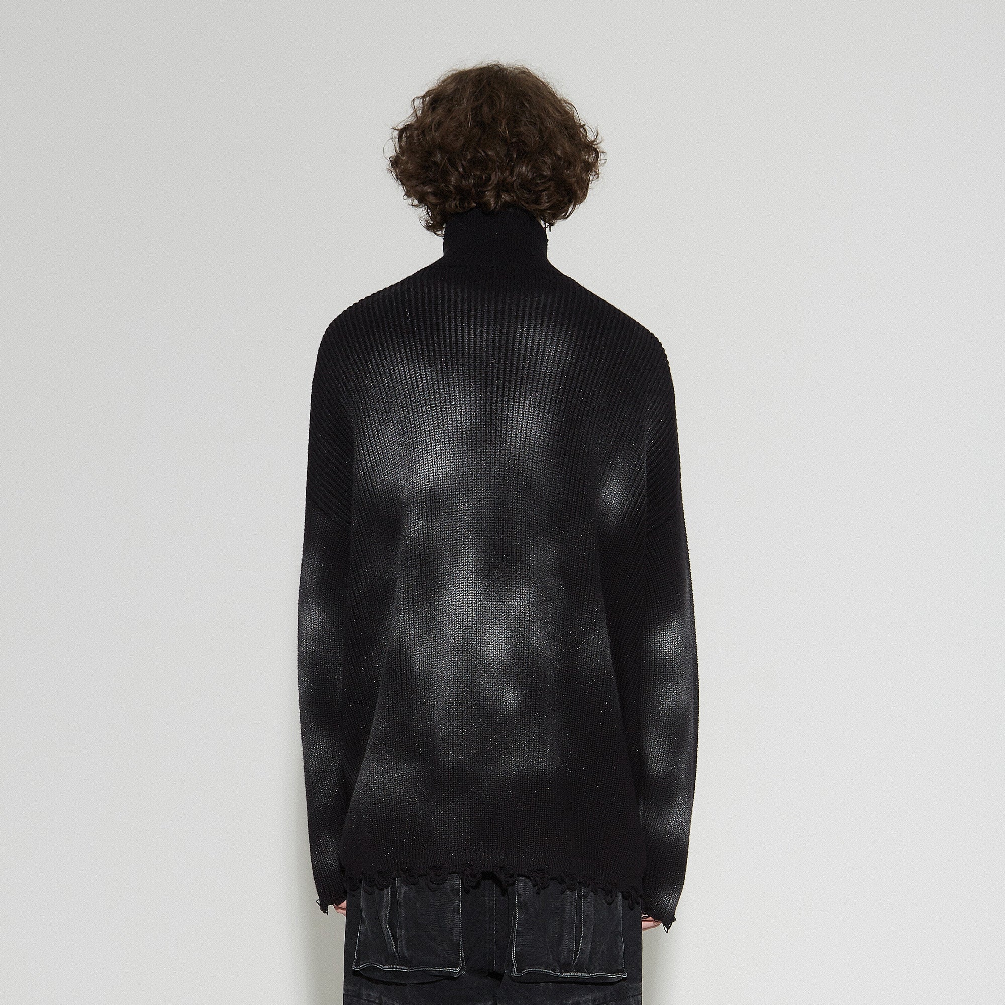 VANN VALRENCE Distressed Ombre Zip-Up Cardigan