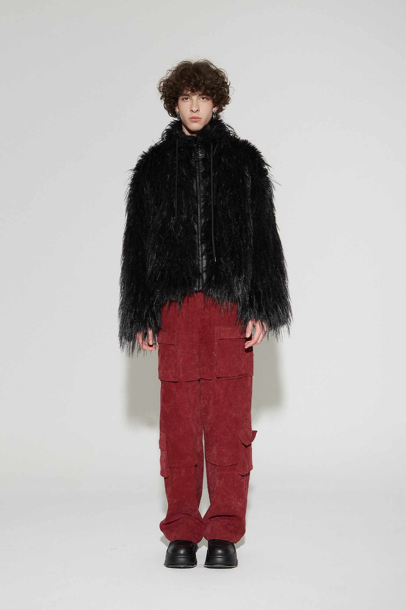 VANN VALRENCE Shaggy Layer Faux Fur Jacket
