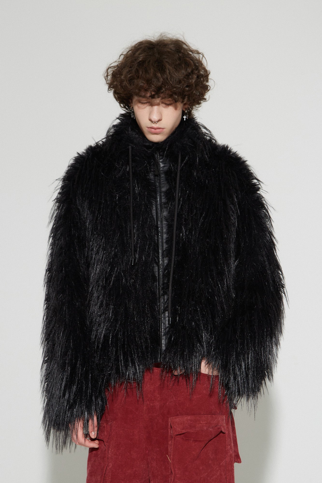 VANN VALRENCE Shaggy Layer Faux Fur Jacket